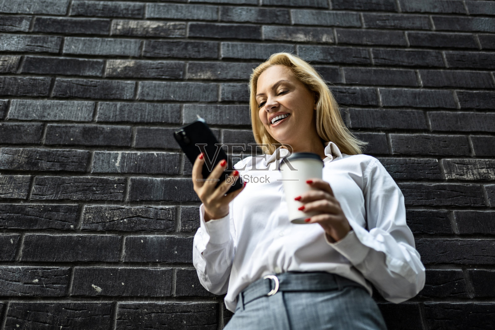 女商人的咖啡暂停照片摄影图片