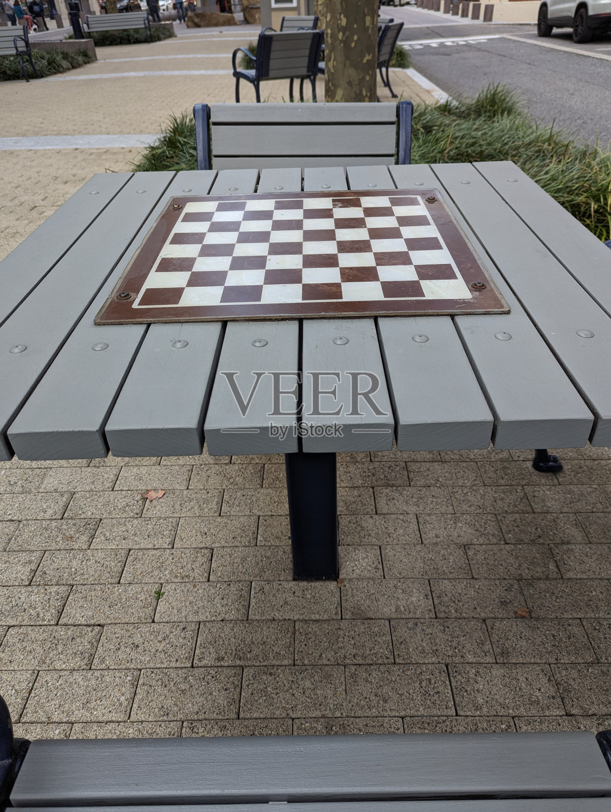 棋盘公园桌照片摄影图片