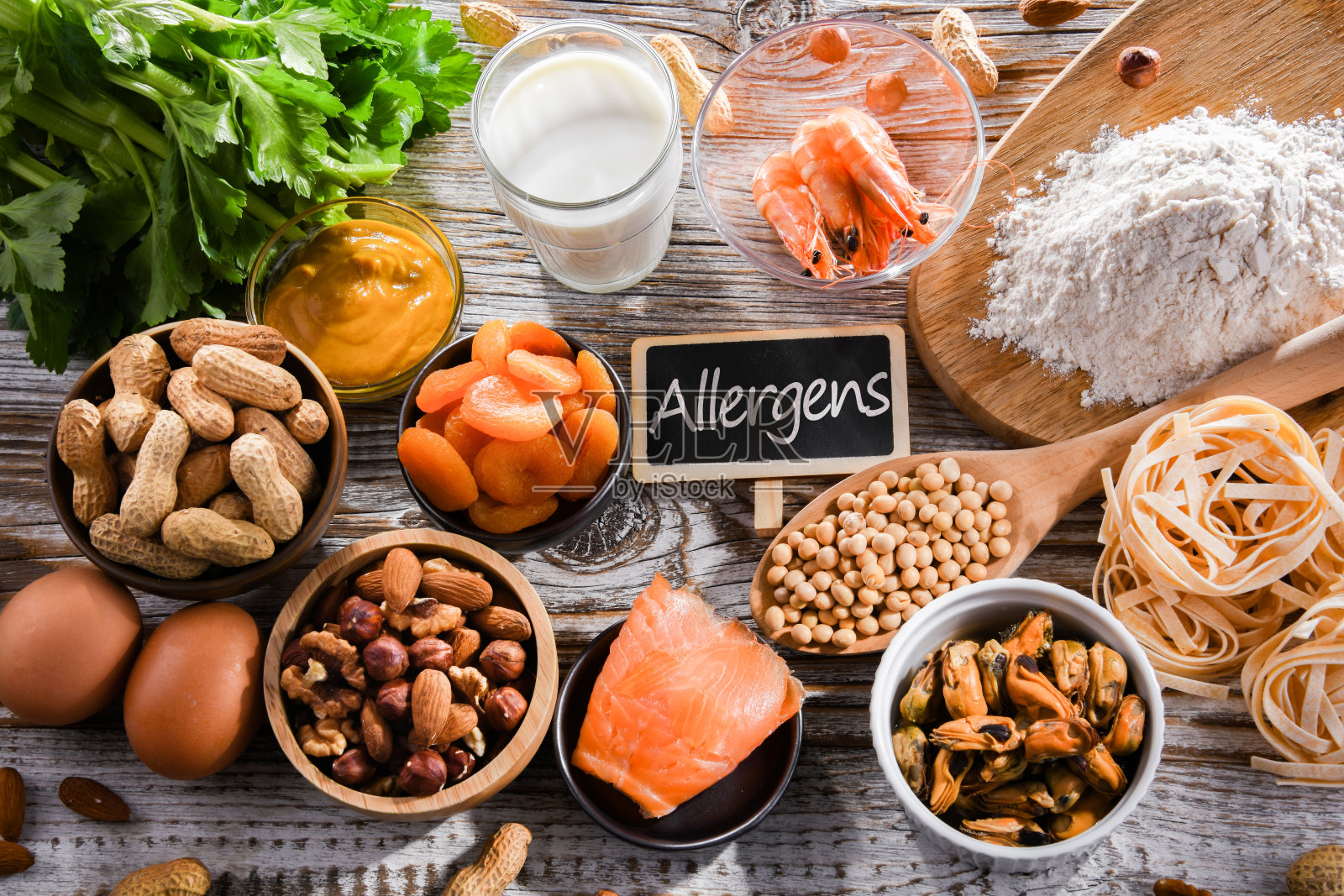含有常见食物过敏原的成分照片摄影图片