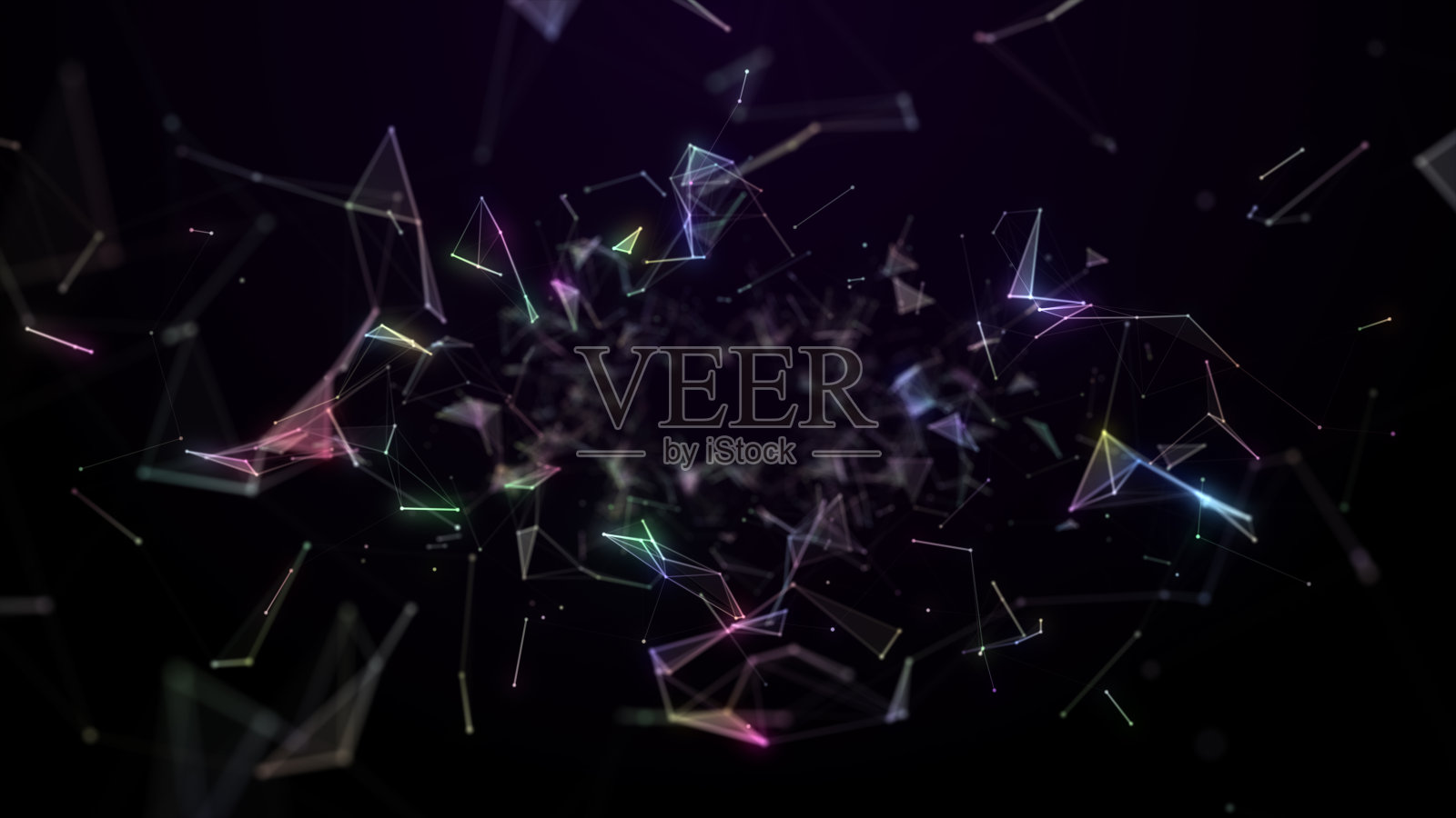 抽象背景低多边形三角形与线点连接，技术数字网络连接背景概念，3d渲染照片摄影图片