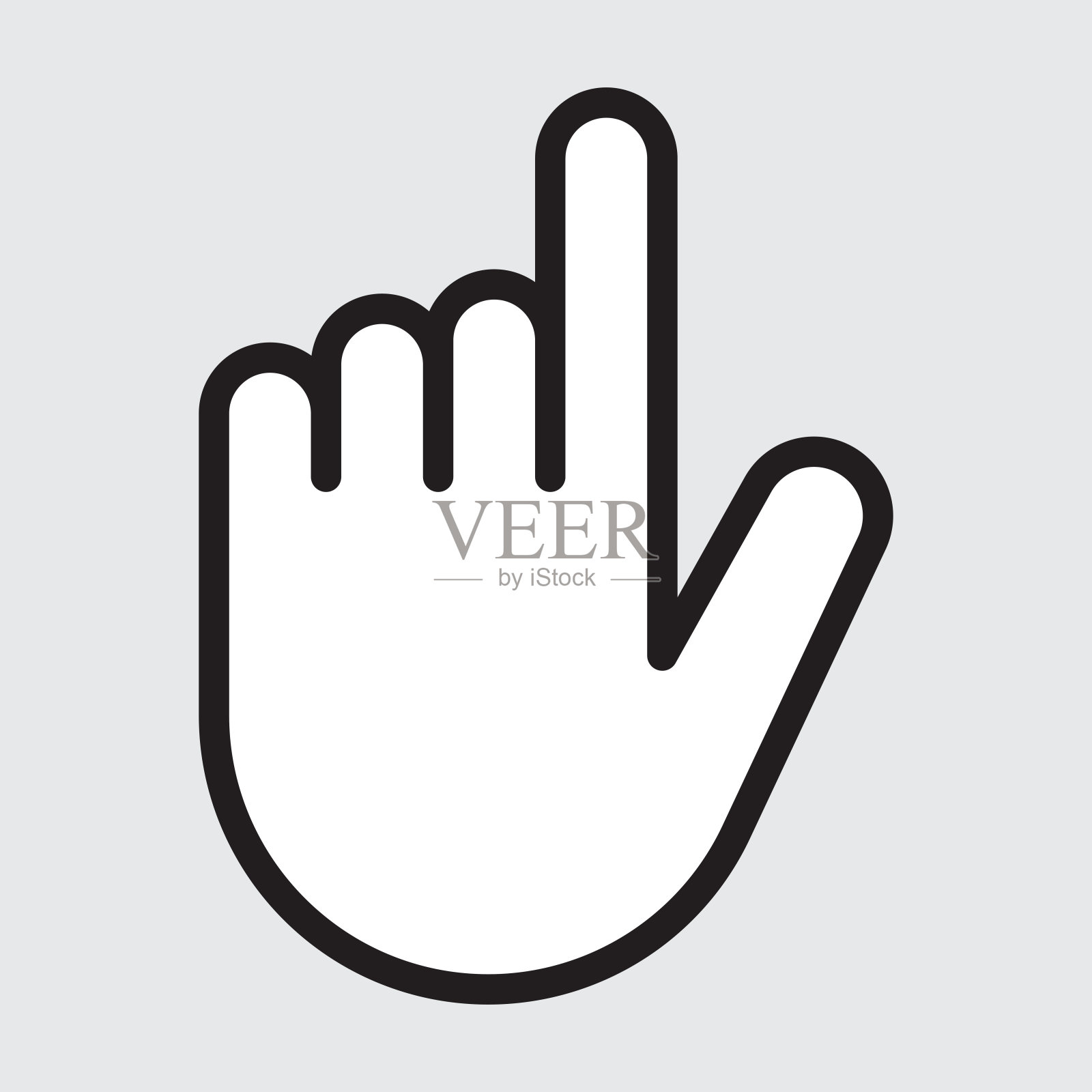 手图标与白色填充-可编辑的笔触插画图片素材