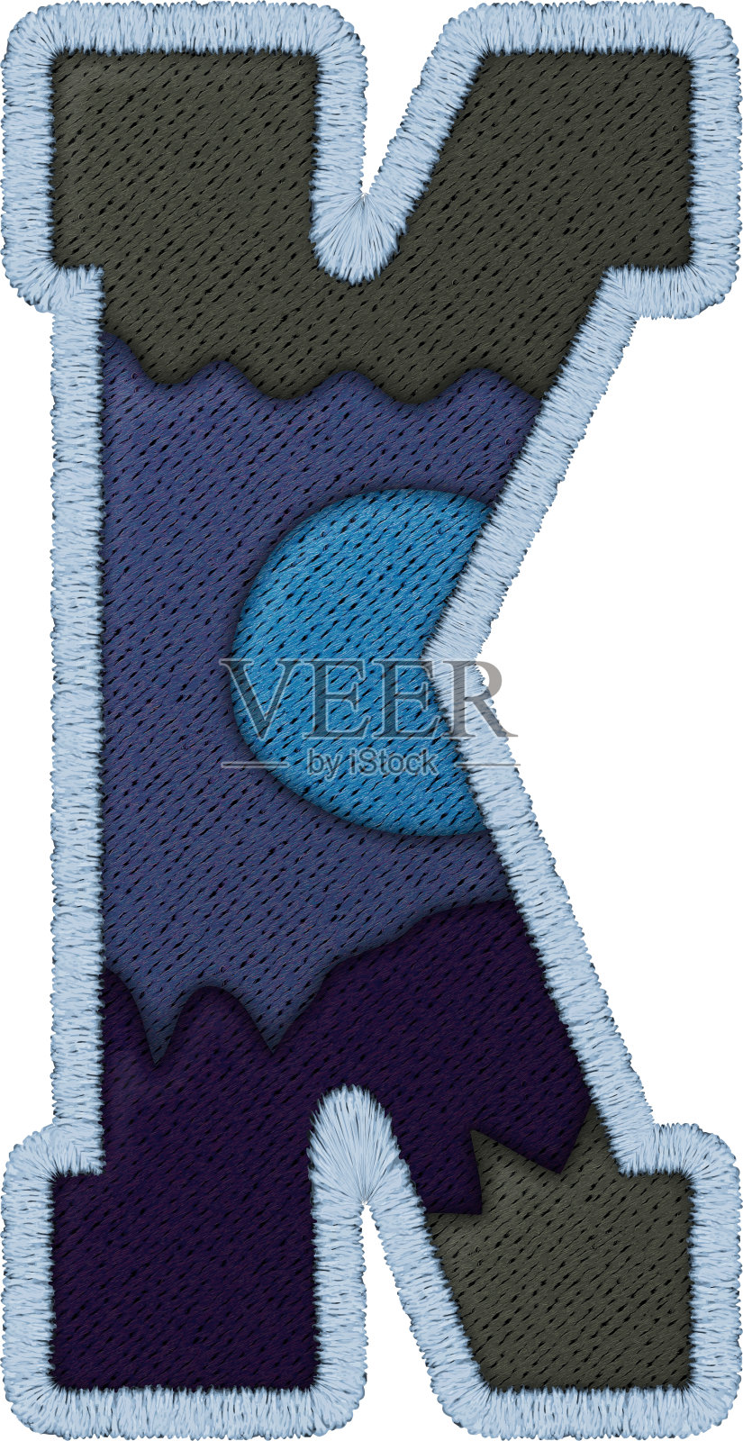 K拼接大写字母-绗缝字母风格插画图片素材