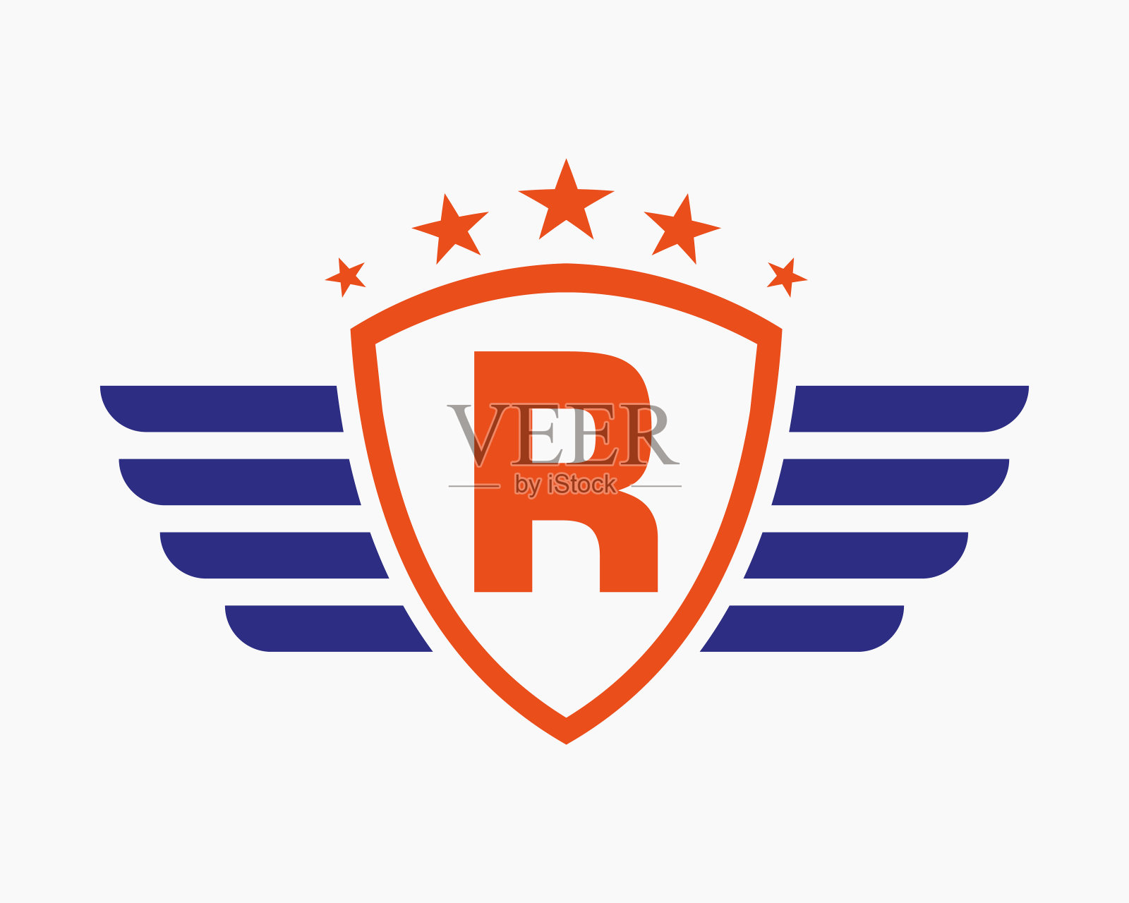 最初的翼标志在字母R上为运输标志与星形符号插画图片素材