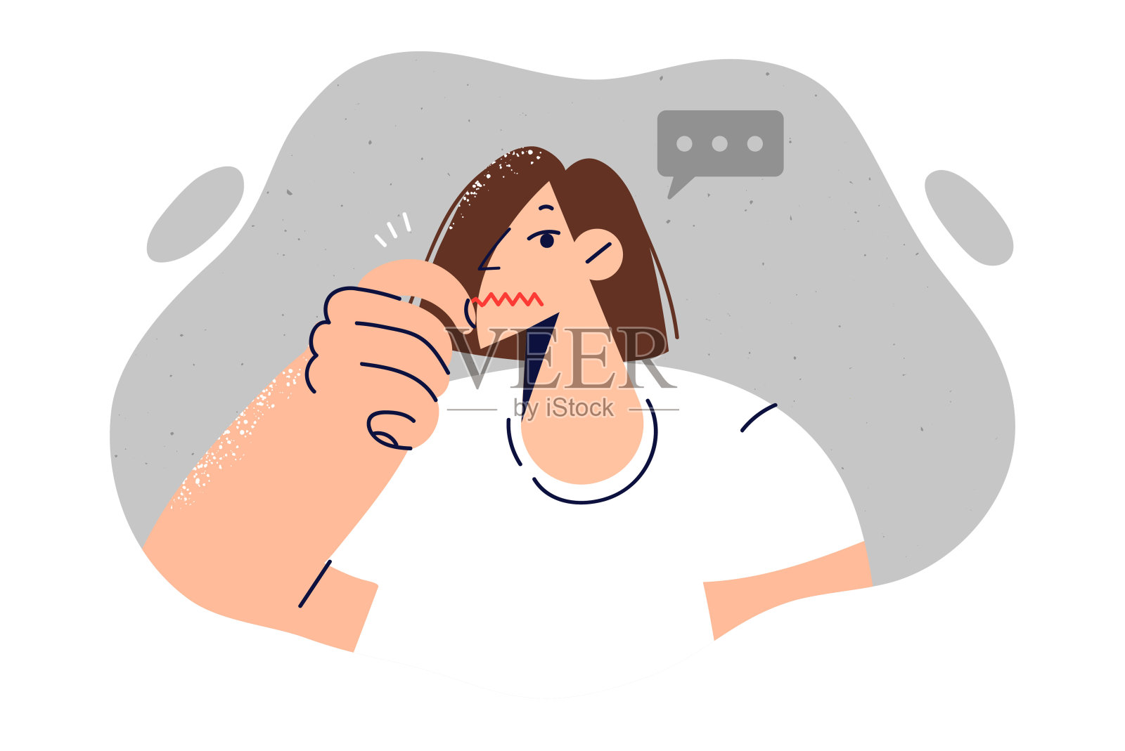 女人闭上嘴，不想泄露秘密，或者在社会上表现出存在的审查插画图片素材