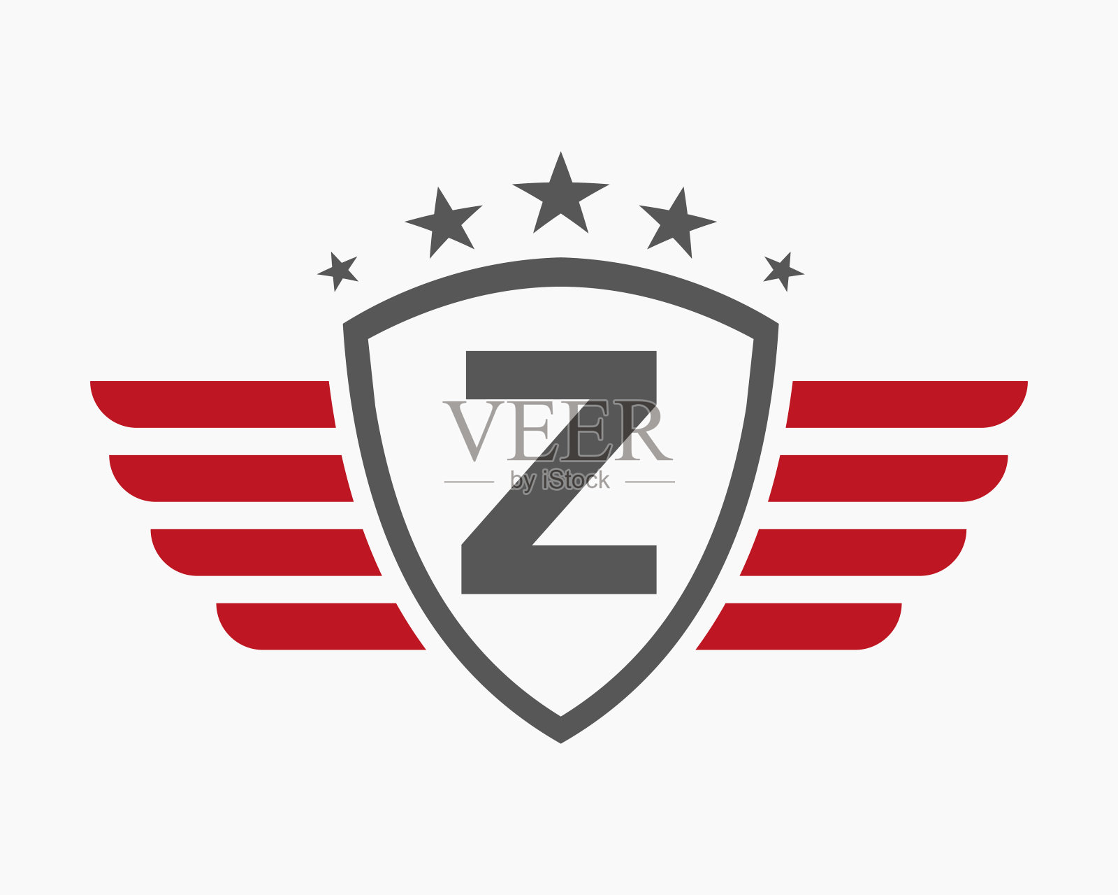 首翼标志在字母Z上为运输标志与星形符号插画图片素材