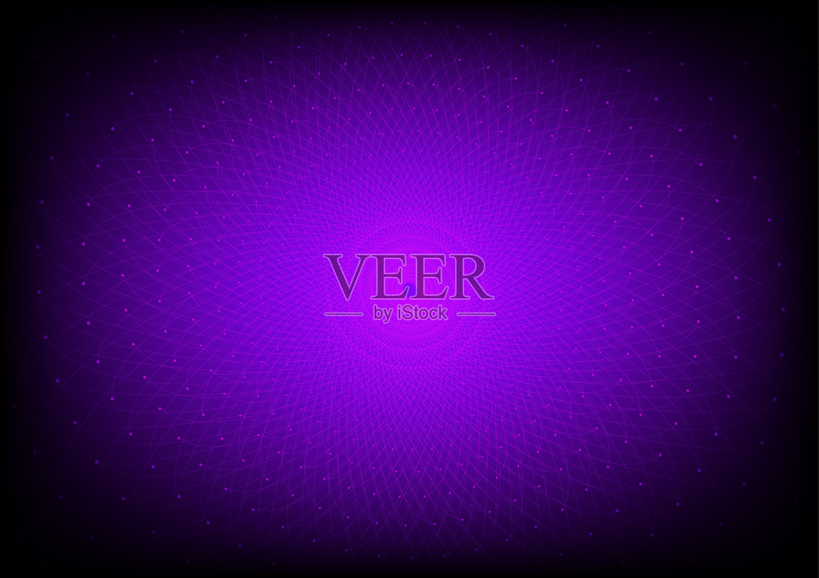 抽象平面设计的紫色螺旋与线和点在黑暗的背景。矢量插画家。技术的概念。插画图片素材