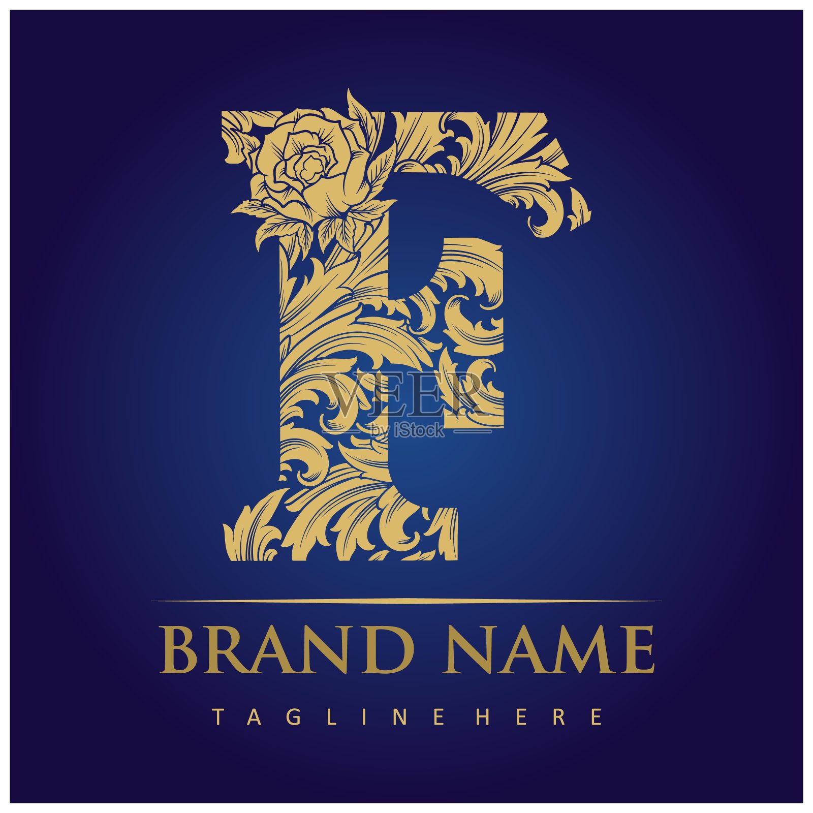 优雅的繁盛经典字母F字母组合标志插画图片素材