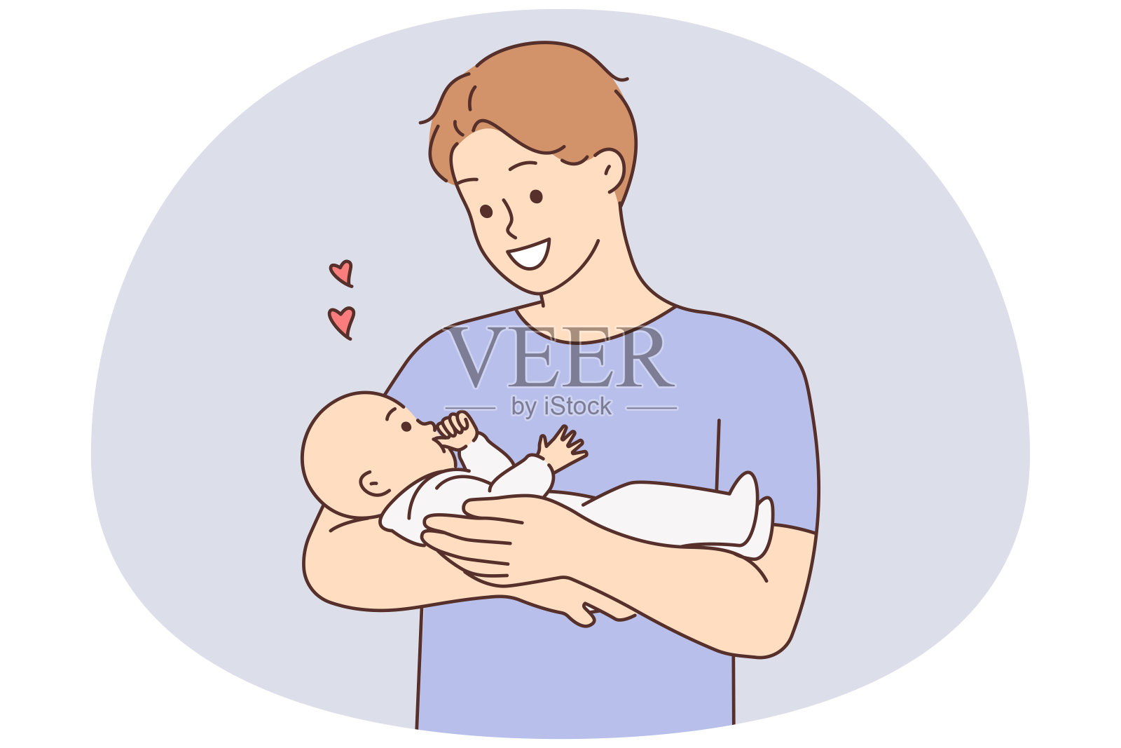 快乐的父亲抱着孩子插画图片素材