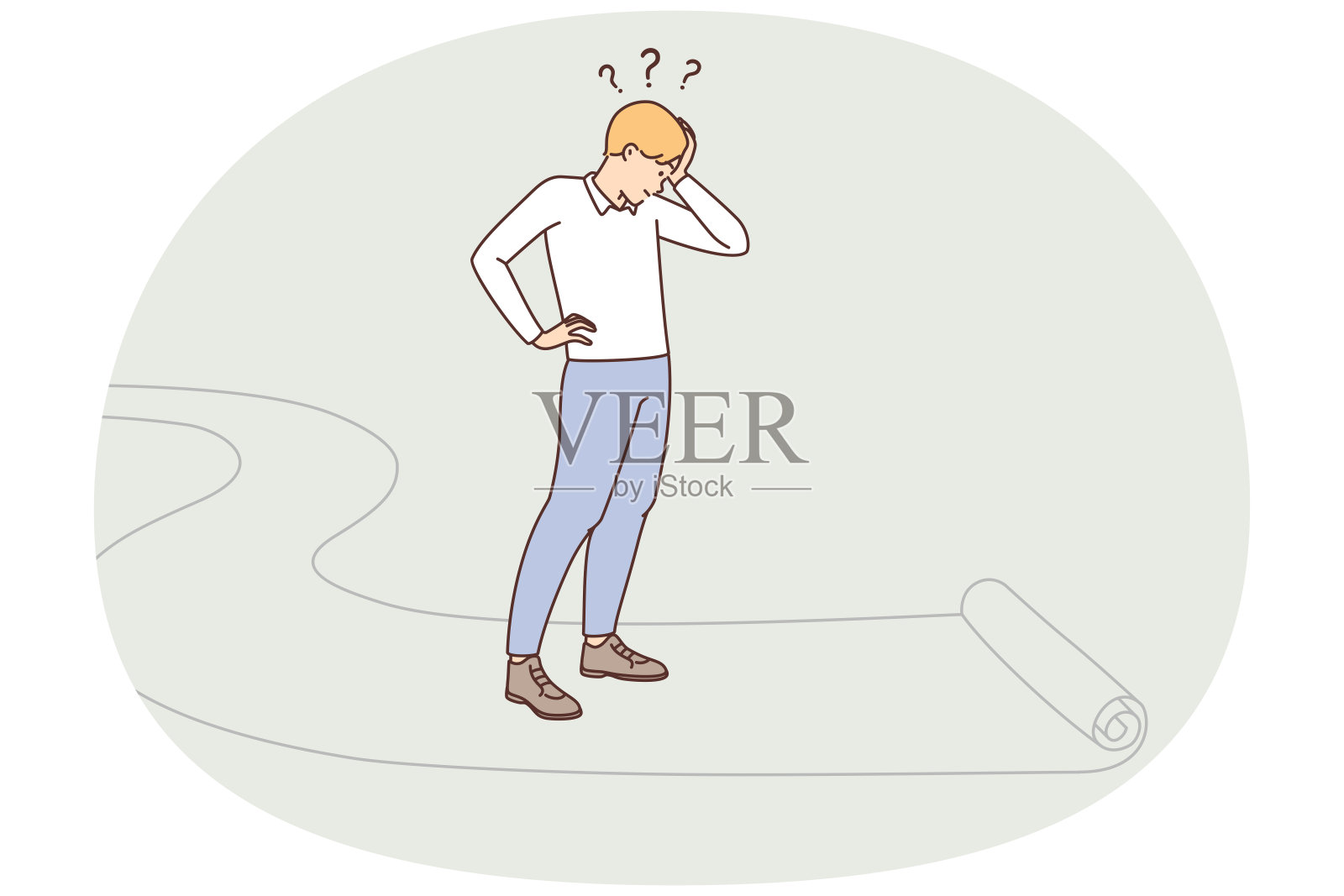 困惑的人不确定方向插画图片素材