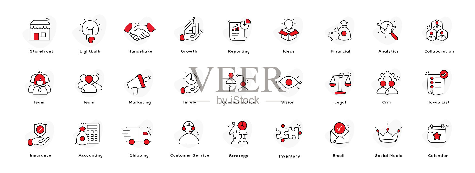 必不可少的小型企业图标，以简化您的操作，提升您的品牌，并实现您的目标。插画图片素材