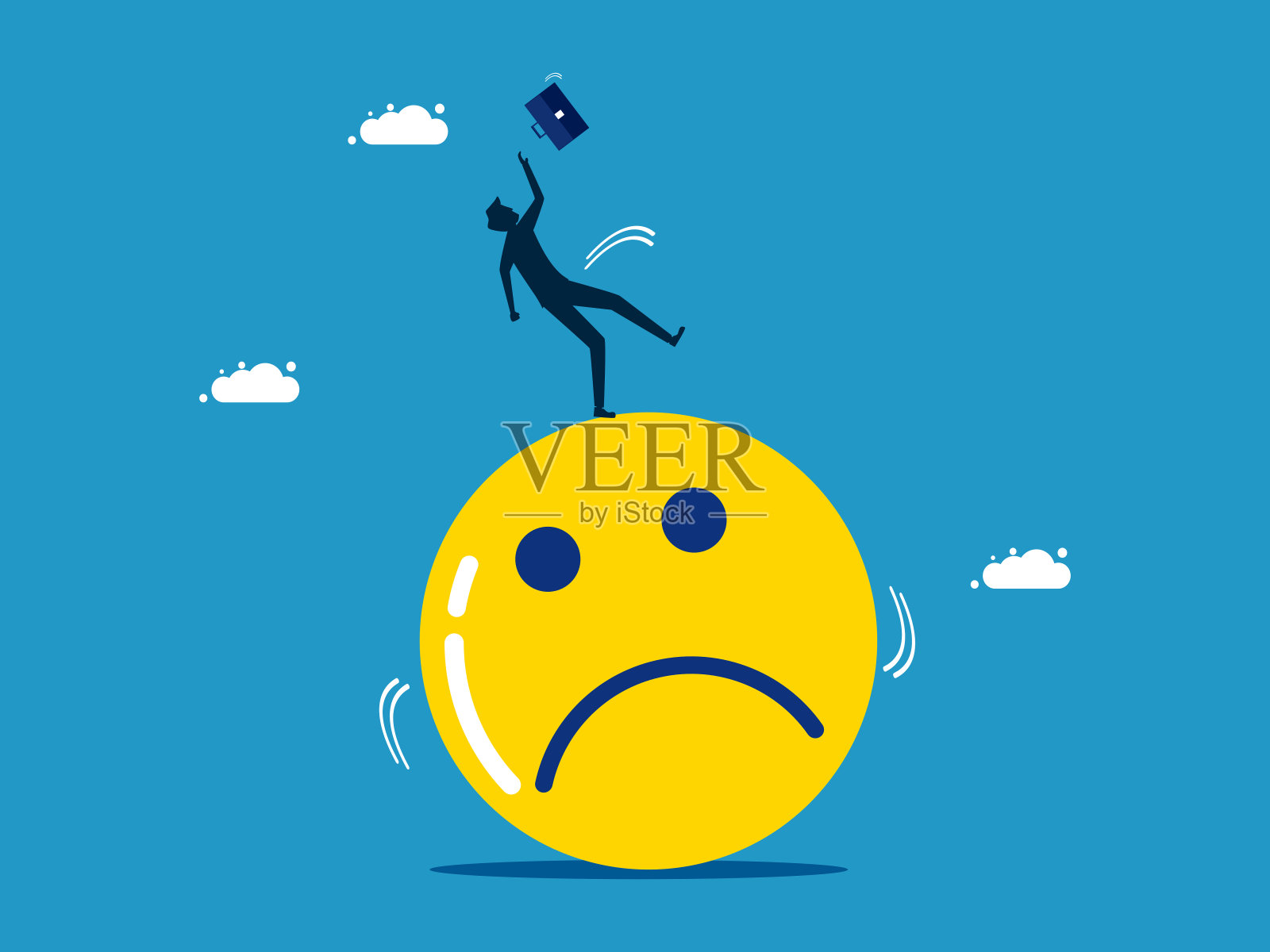 情绪问题会造成损失。商人步履蹒跚，心情不好插画图片素材