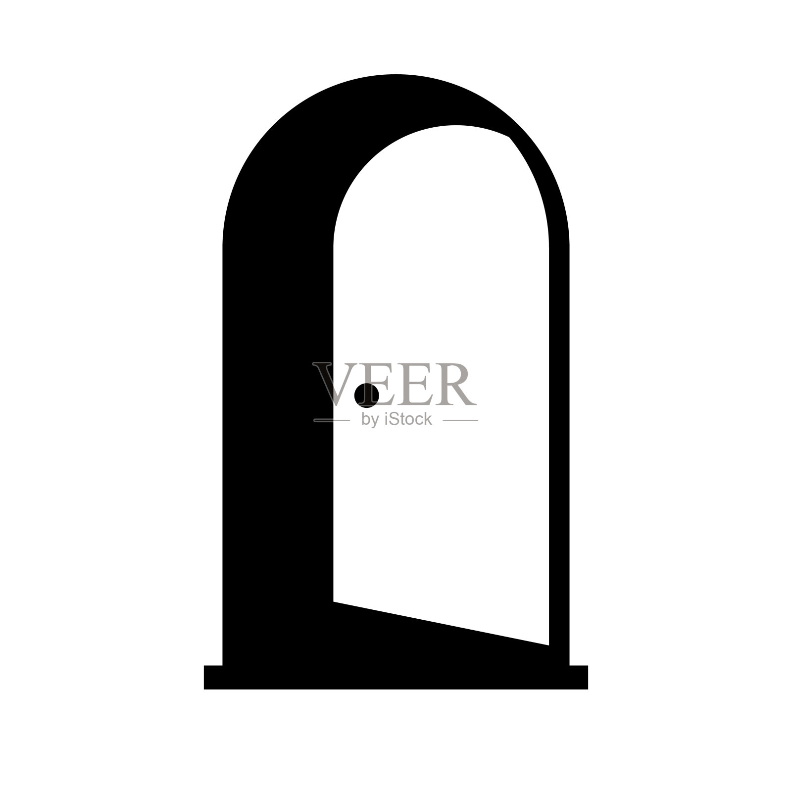 打开门剪影图标。向量。插画图片素材