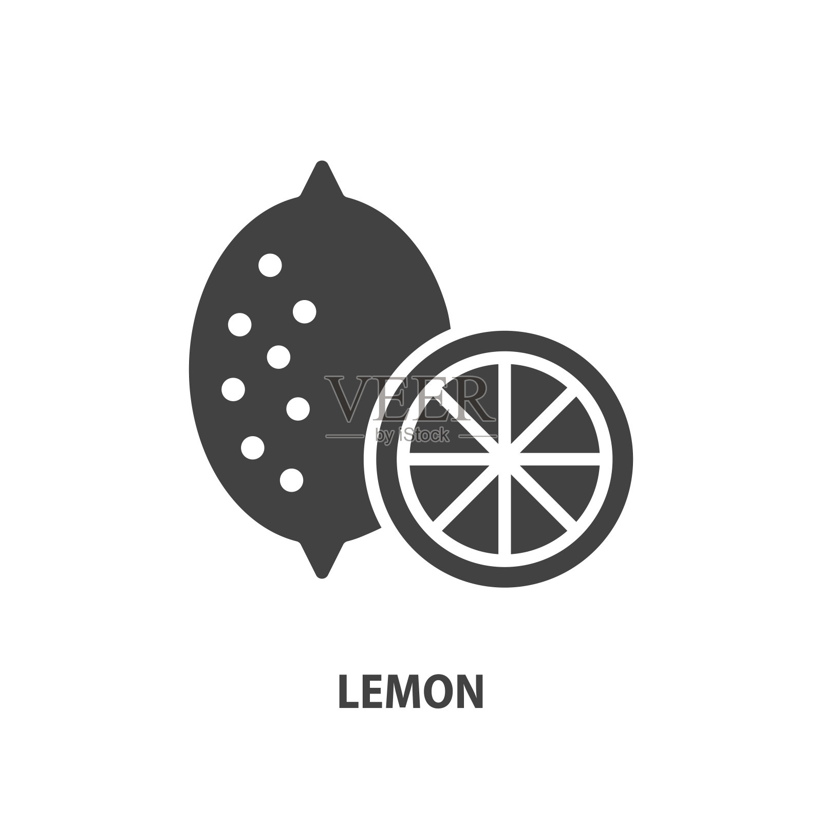 柠檬字形图标。水果的象征。矢量插图。插画图片素材