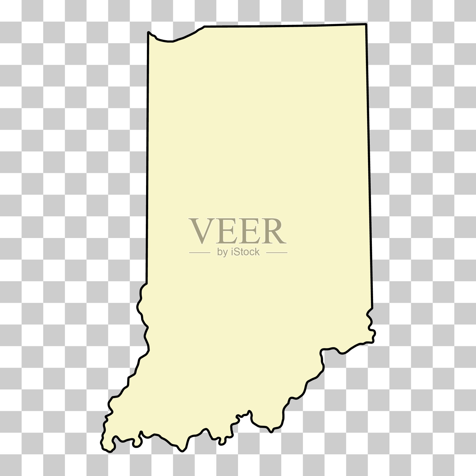 印第安那州地图形状，美利坚合众国。平面概念图标符号矢量插图插画图片素材