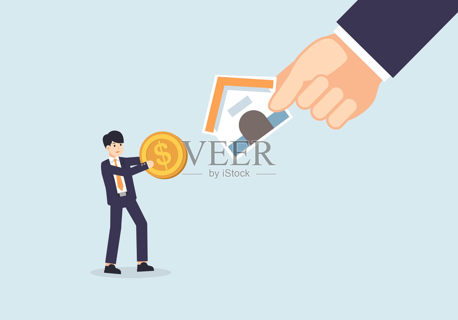 房地产交易。现金和乡村的房子，矢量插图。插画图片素材