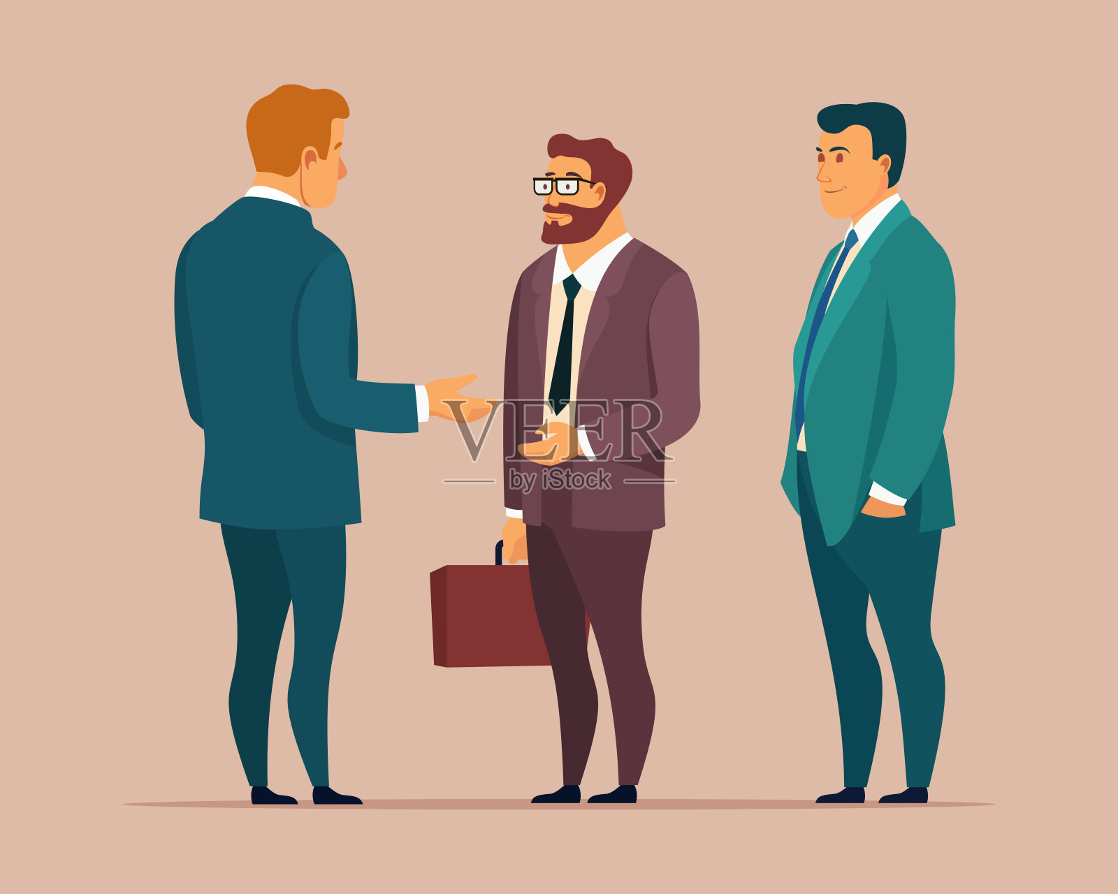 三个西装革履的商务人士在讨论工作插画图片素材