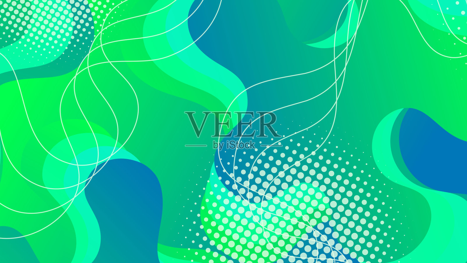 抽象液体波背景与蓝色和绿色的背景颜色插画图片素材