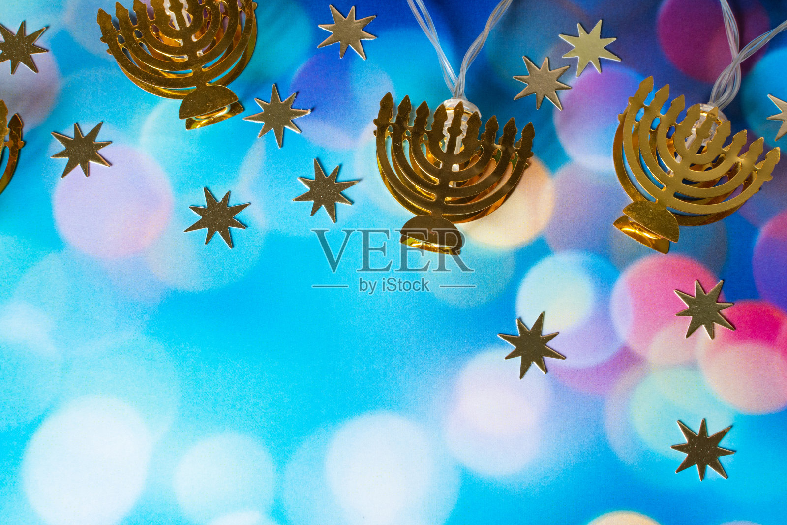 犹太节日光明节背景与烛台照片摄影图片