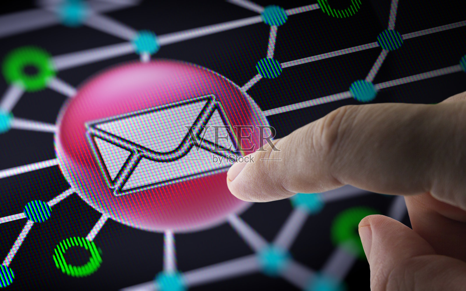 屏幕上的电子邮件图标。照片摄影图片