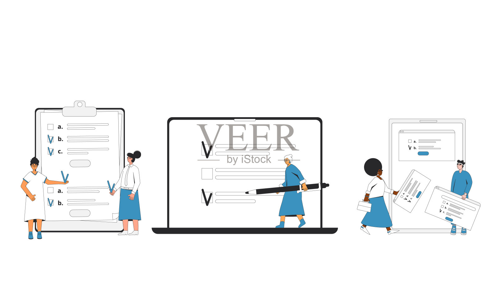 调查。在线的时候。质量检验插画图片素材