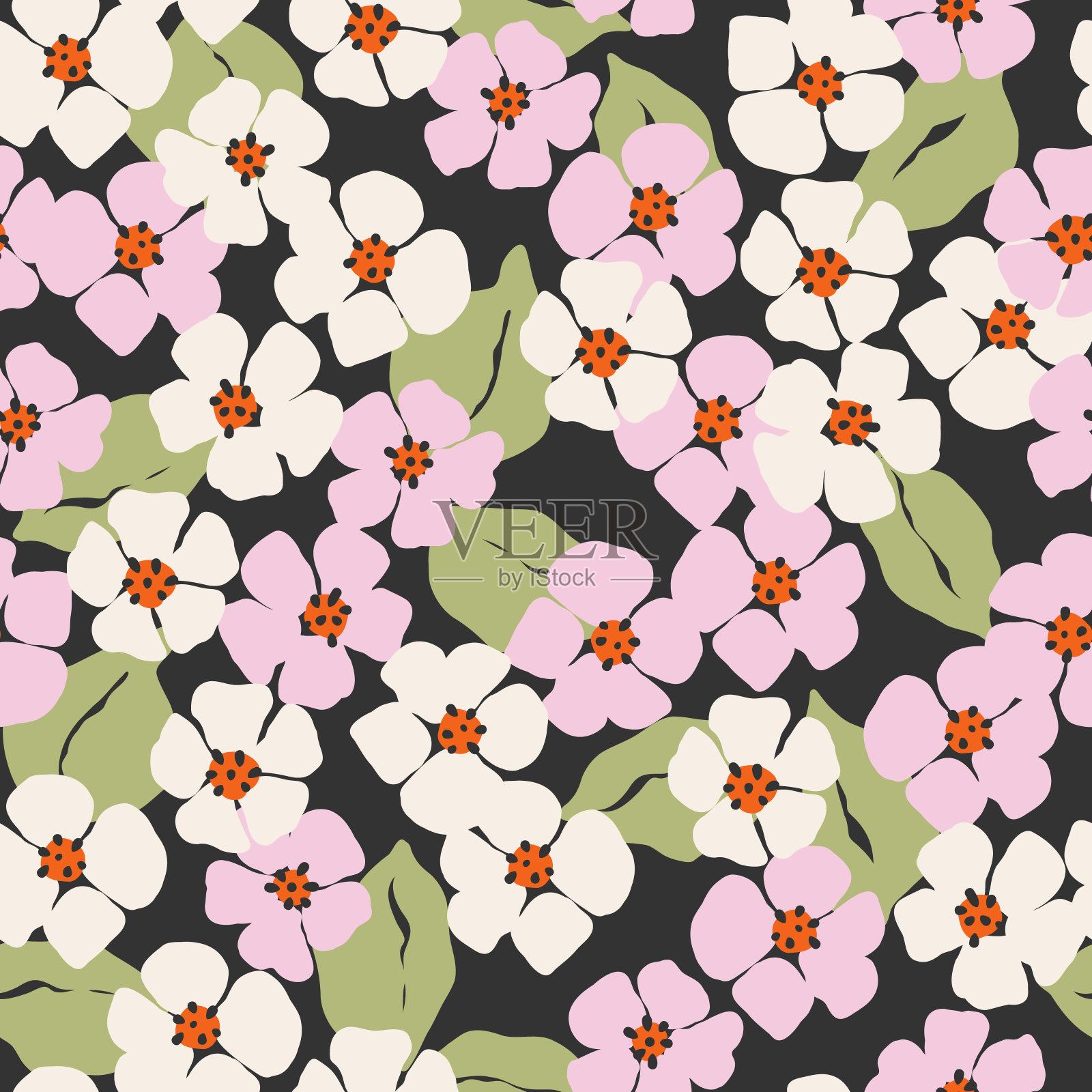 夏季花卉无缝图案插画图片素材