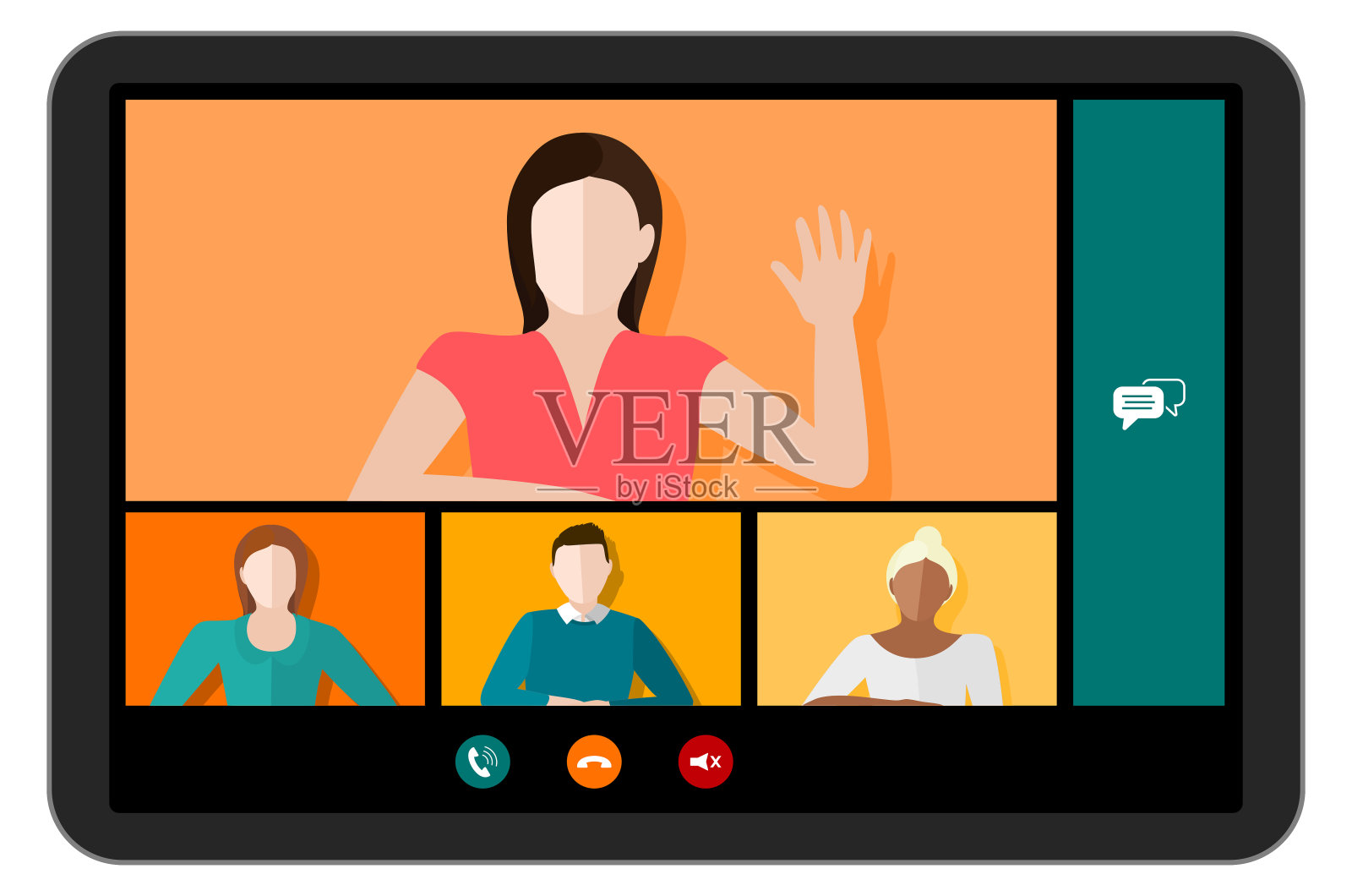 平板电脑视频会议矢量插画图片素材