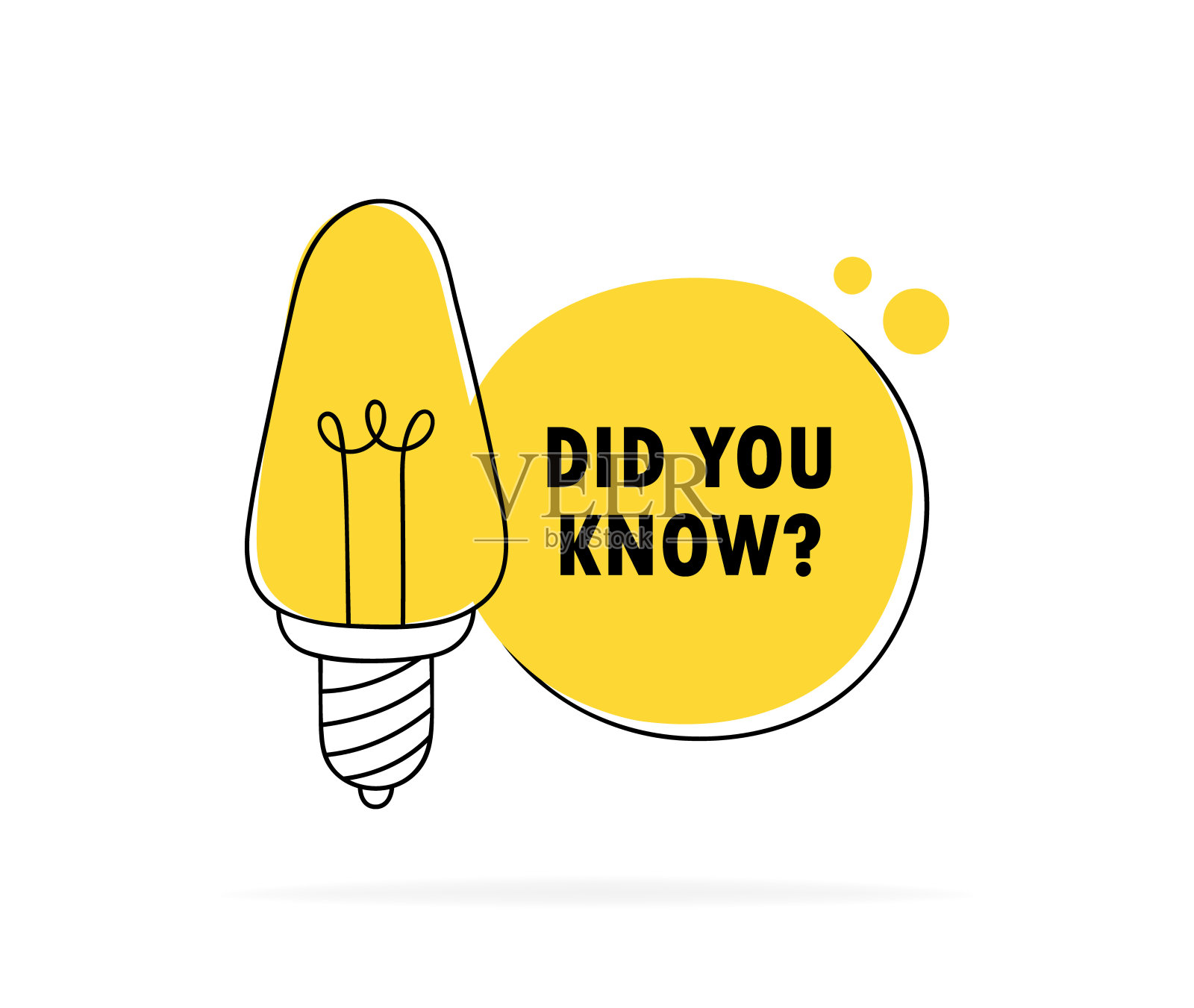 你知道标签设计是用发光的灯泡吗?手工绘制的线形灯泡。概念测验，调查，讨论，提示。矢量图插画图片素材