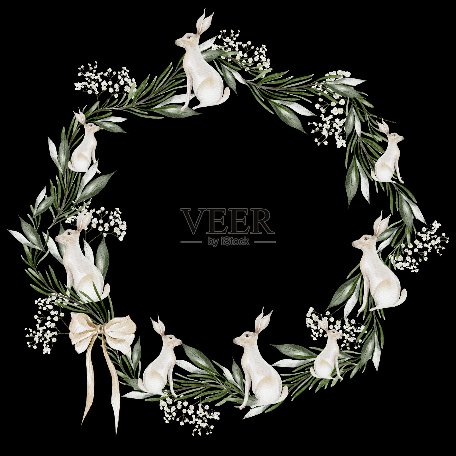 水彩圣诞花束。插画图片素材