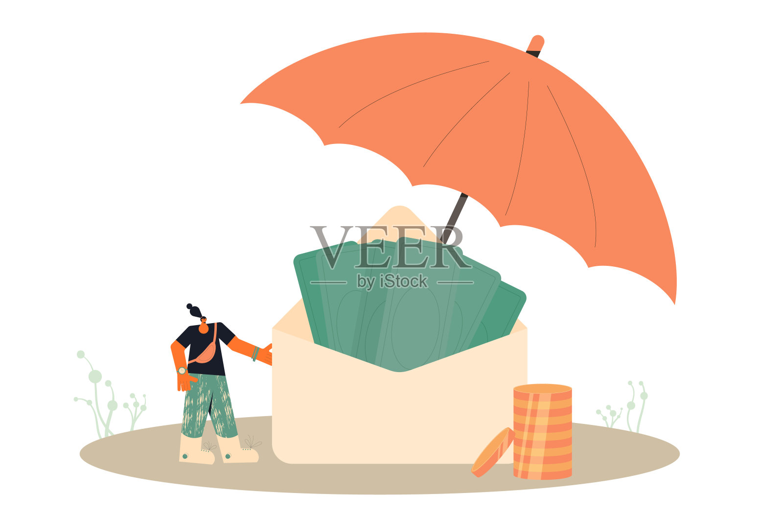 金融保险、储蓄与保障概念插画图片素材