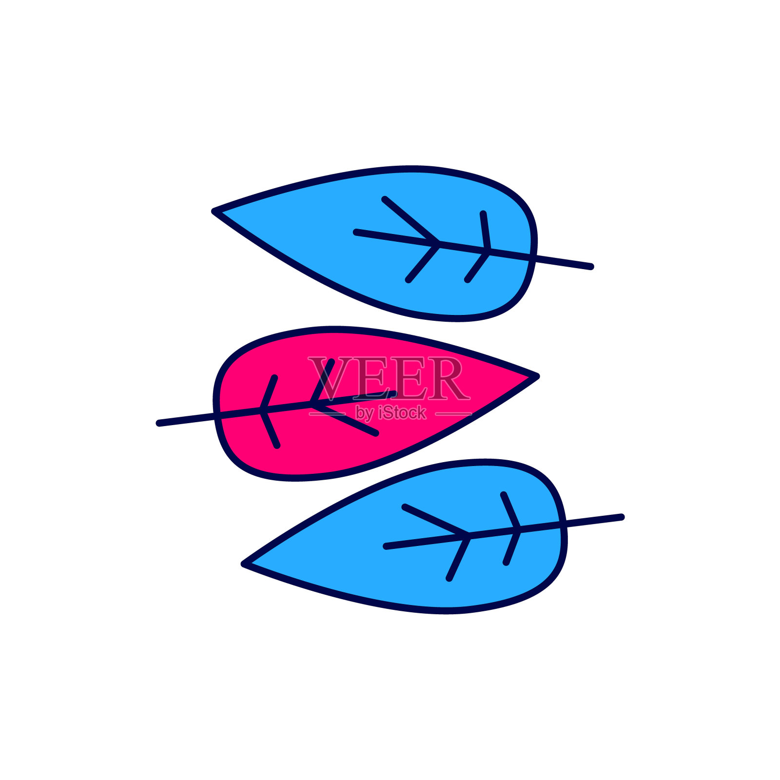 填充轮廓叶图标孤立的白色背景。叶子的迹象。产品标志新鲜天然。向量插画图片素材