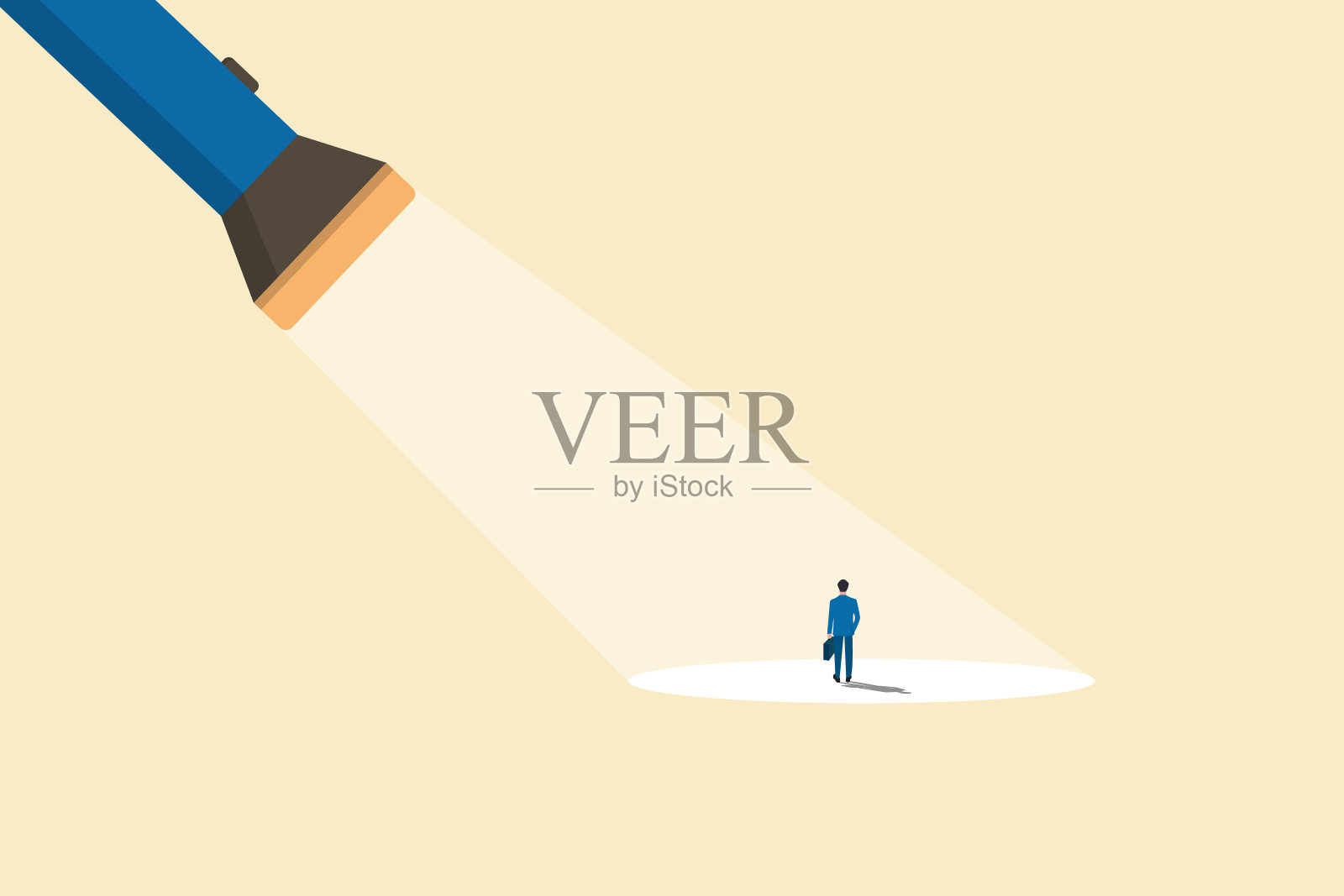 企业招聘和招聘矢量概念与聚光灯。职业机会符号插画图片素材