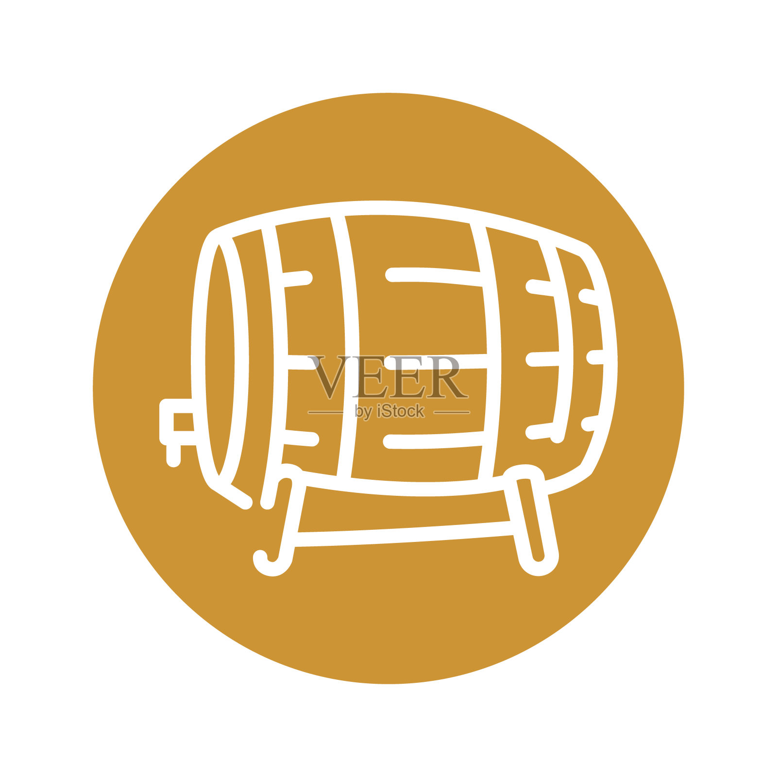 桶与啤酒黑线图标。插画图片素材