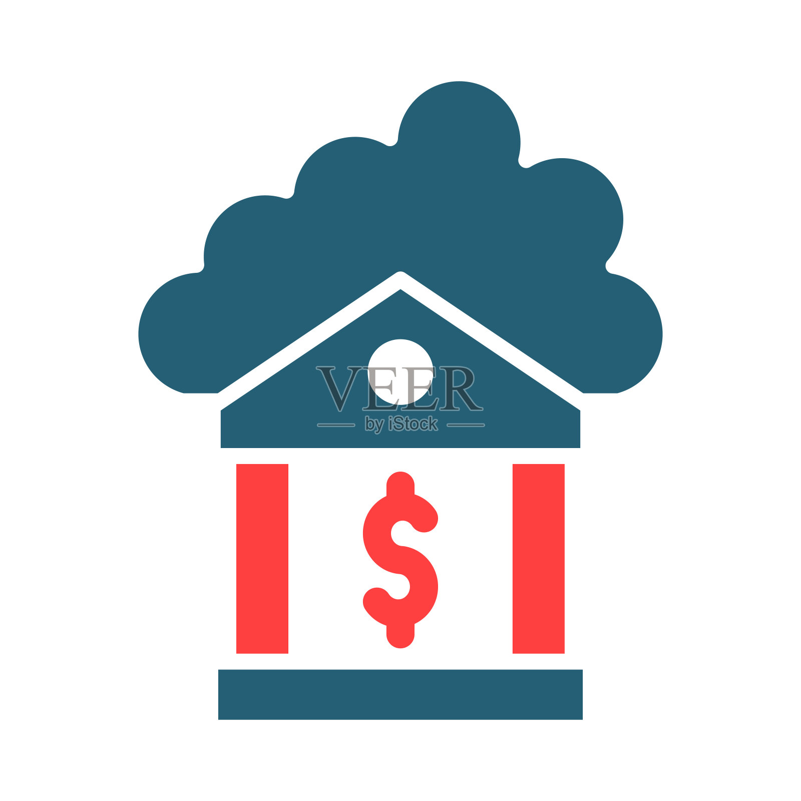 云银行矢量字形两色图标为个人和商业用途。插画图片素材