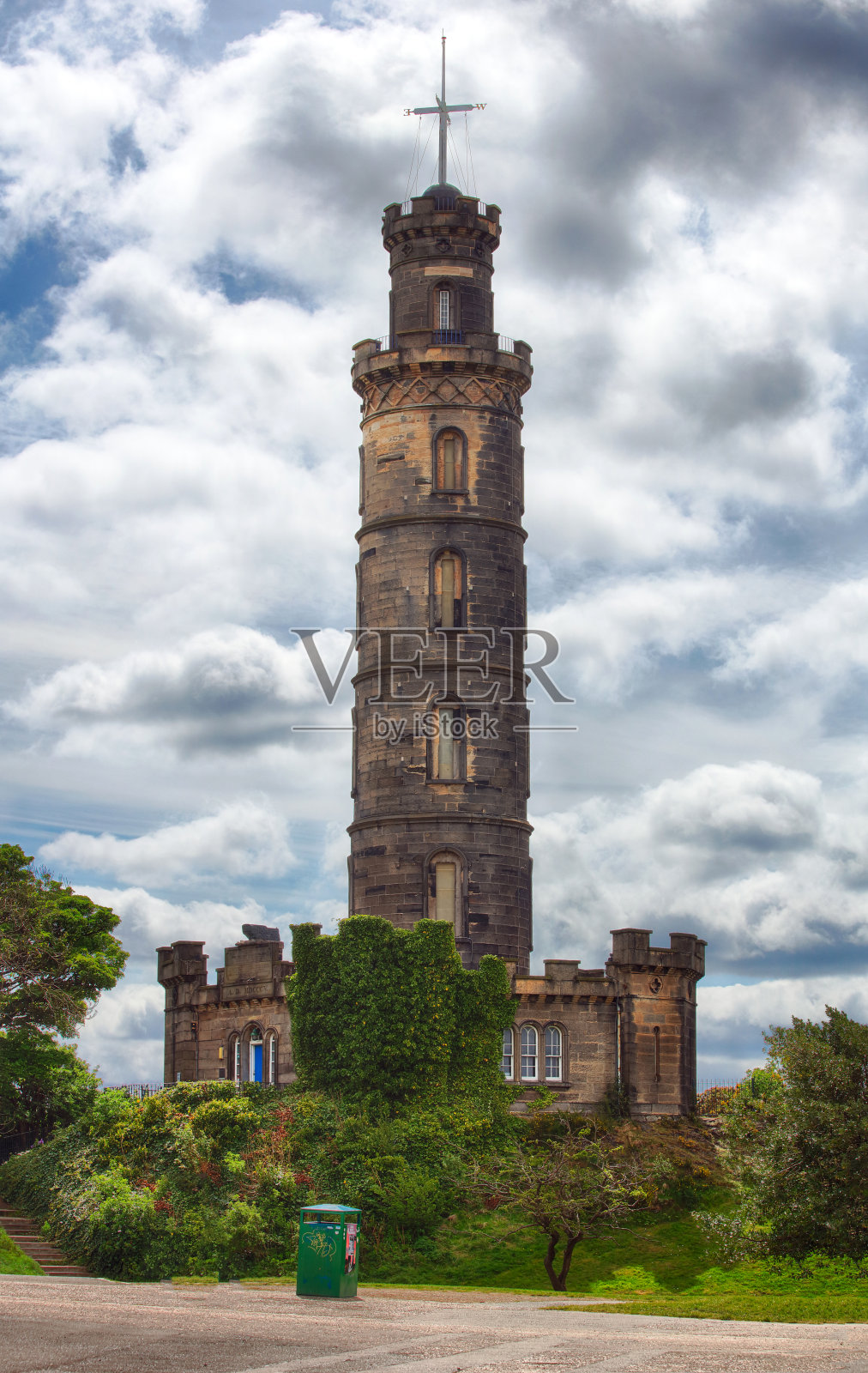 位于苏格兰卡尔顿山的爱丁堡纳尔逊纪念碑照片摄影图片