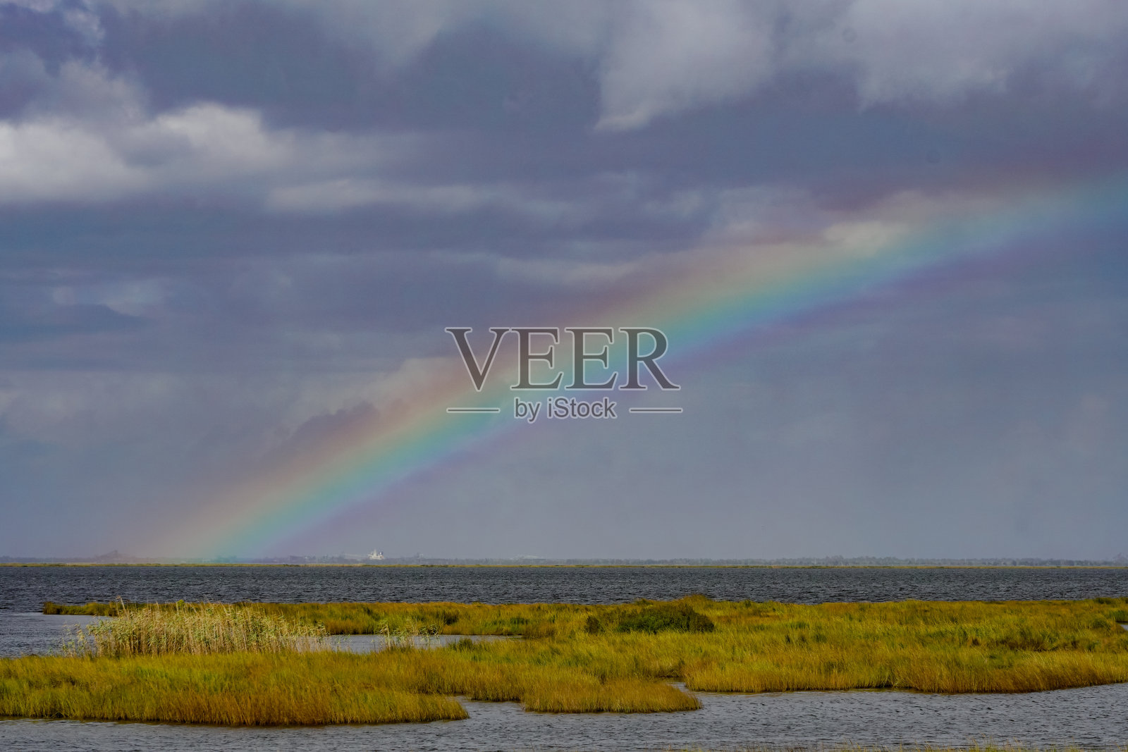 沼泽上的彩虹照片摄影图片