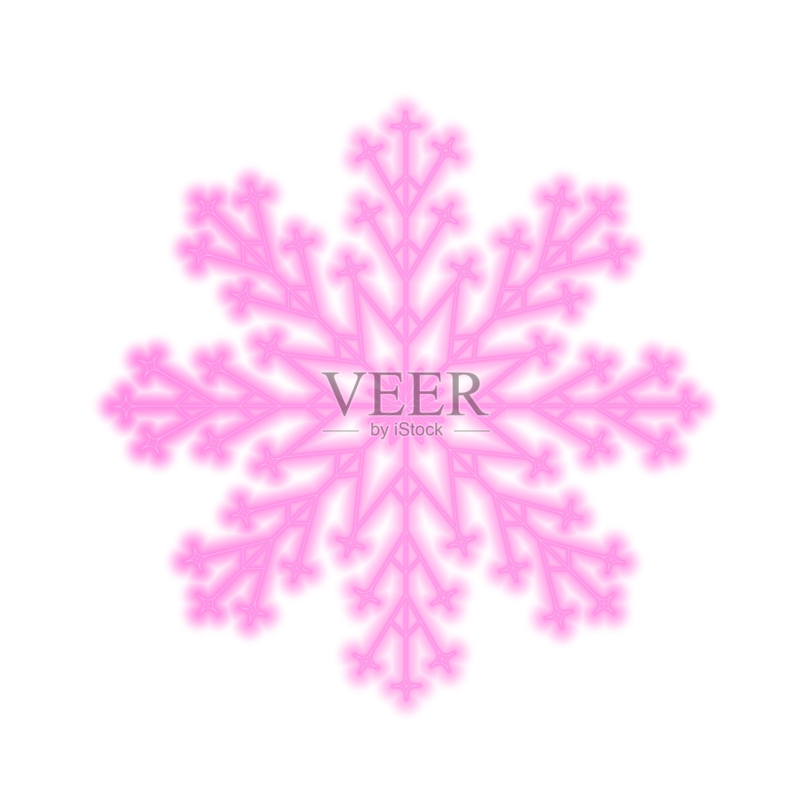 轮廓霓虹粉红雪花。复古霓虹冬天。美丽的圣诞装饰矢量插图插画图片素材