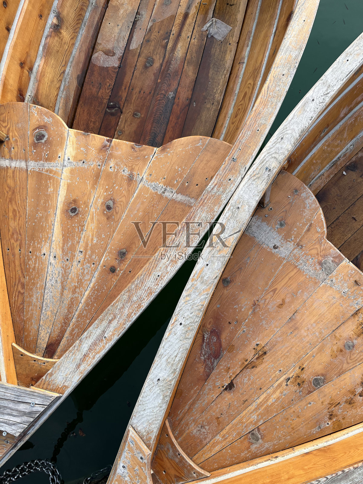 黑湖上的木船(黑山:Crno jezero)，黑山北部Žabljak市。杜米特国家公园。照片摄影图片