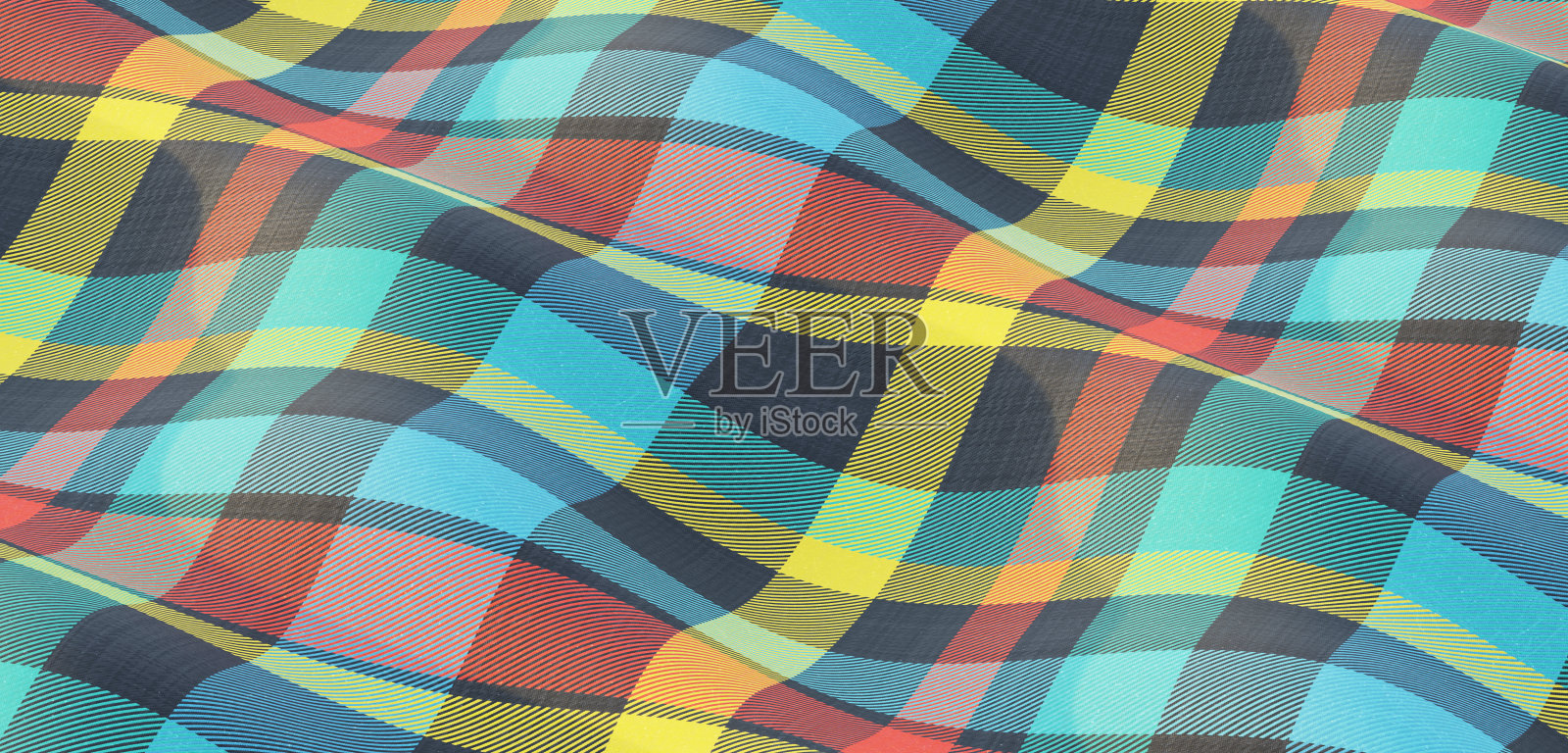 条纹格子图案丝绸缎面背景柔软的皱纹在闪亮的织物优雅的背景网页横幅顶部视图光滑的丝绸3D插图照片摄影图片