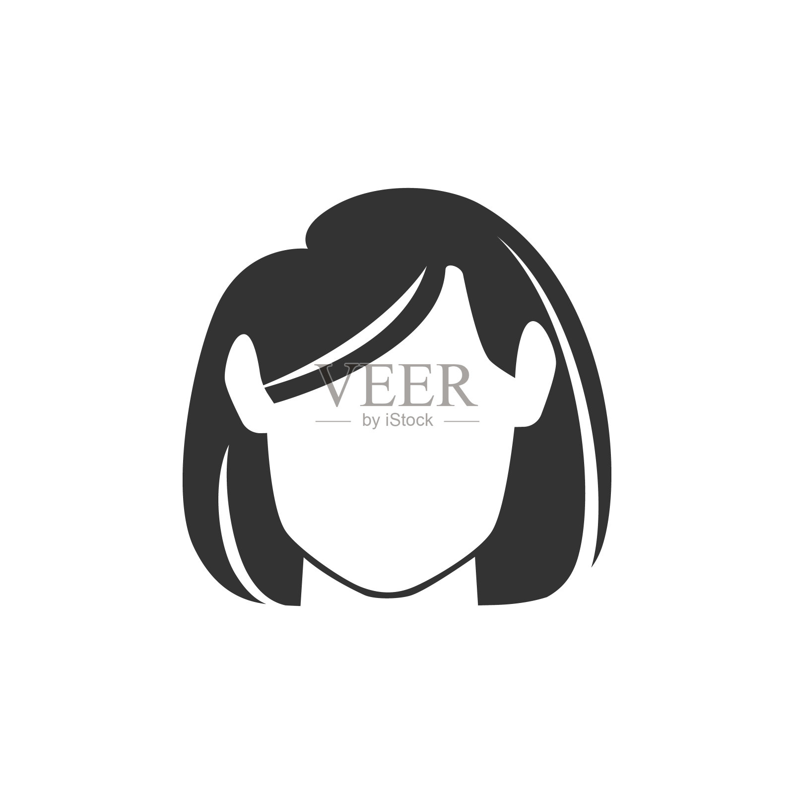 女人用户图标平面矢量个人资料头像符号在贴纸字形象形图插图插画图片素材