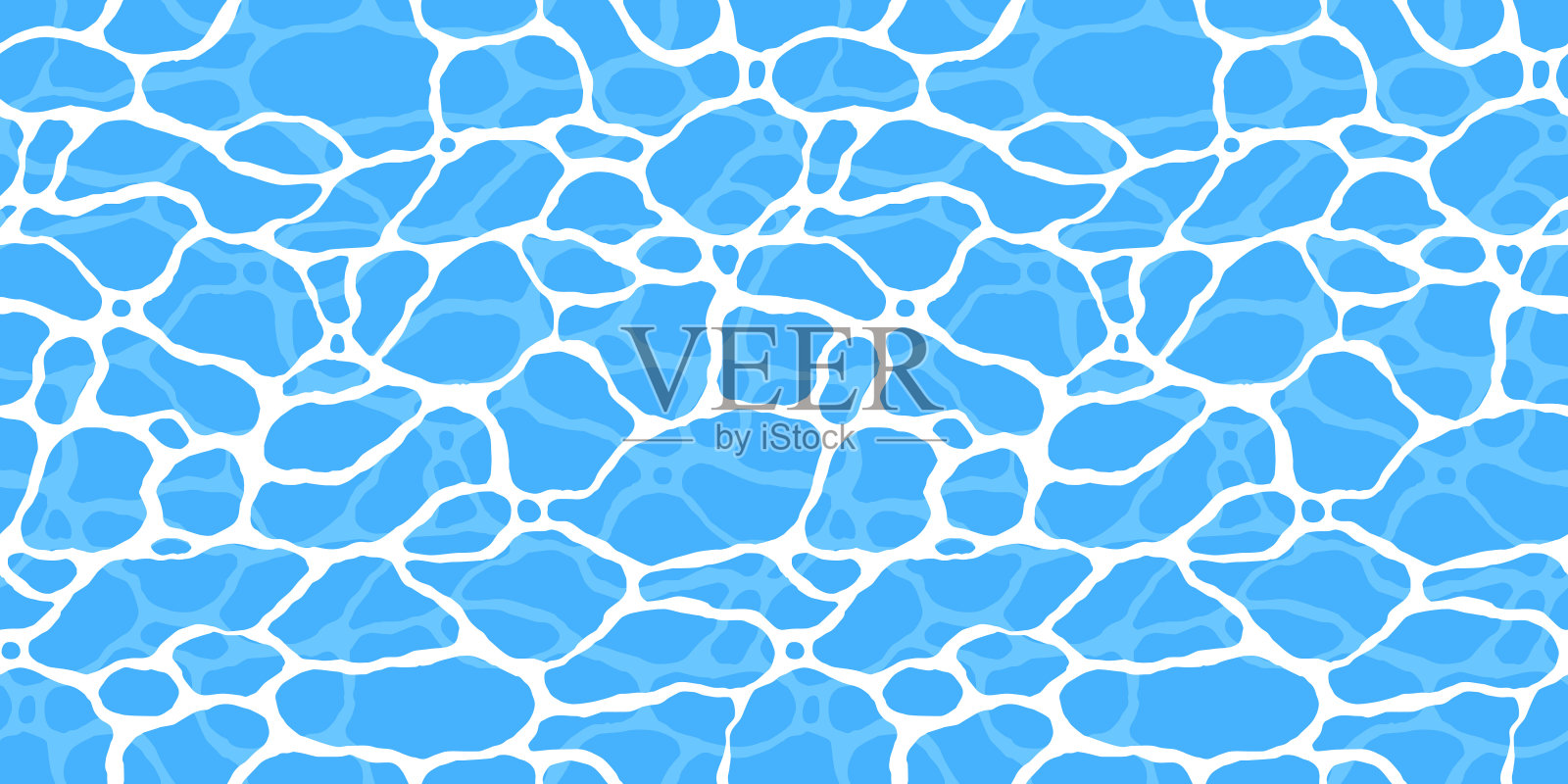 宁静清澈的碧蓝水面花纹无缝插画图片素材