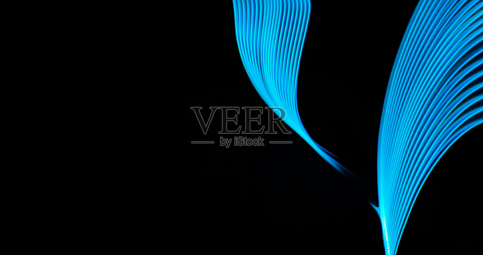 抽象技术横幅设计。数字霓虹灯线黑色背景与复制空间。照片摄影图片