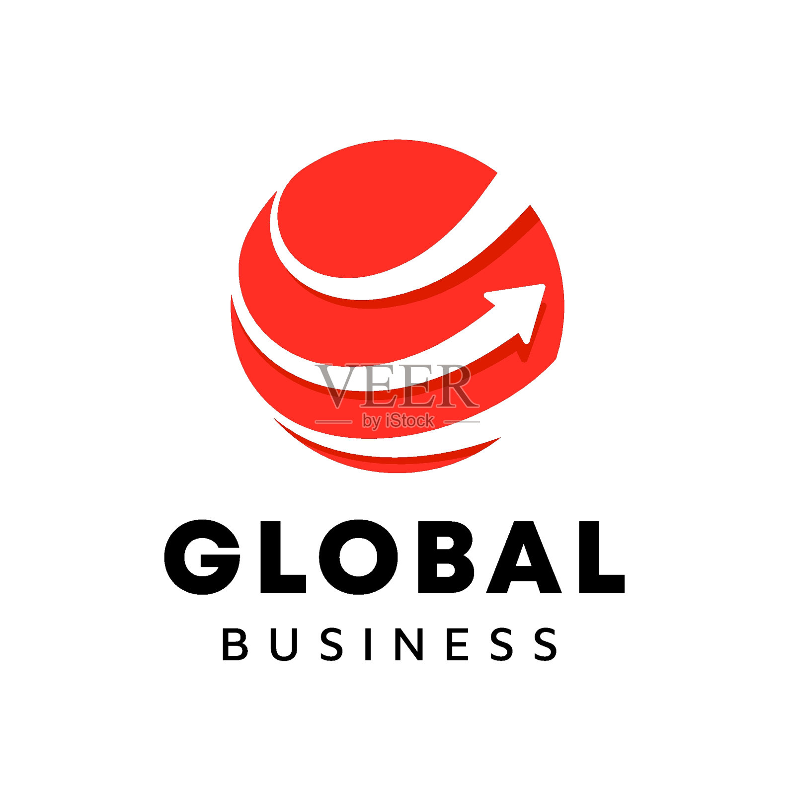 企业标志模板。地球仪和箭头标志适用于全球公司，世界科技，媒体和宣传机构插画图片素材