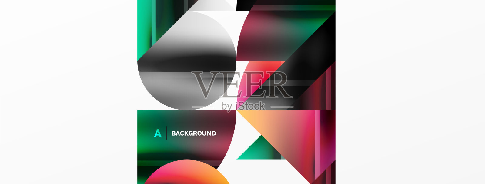 优雅的极简主义背景与颜色金属圆形和三角形，创造和谐的几何形状的壁纸，横幅，背景，登陆页的组成插画图片素材