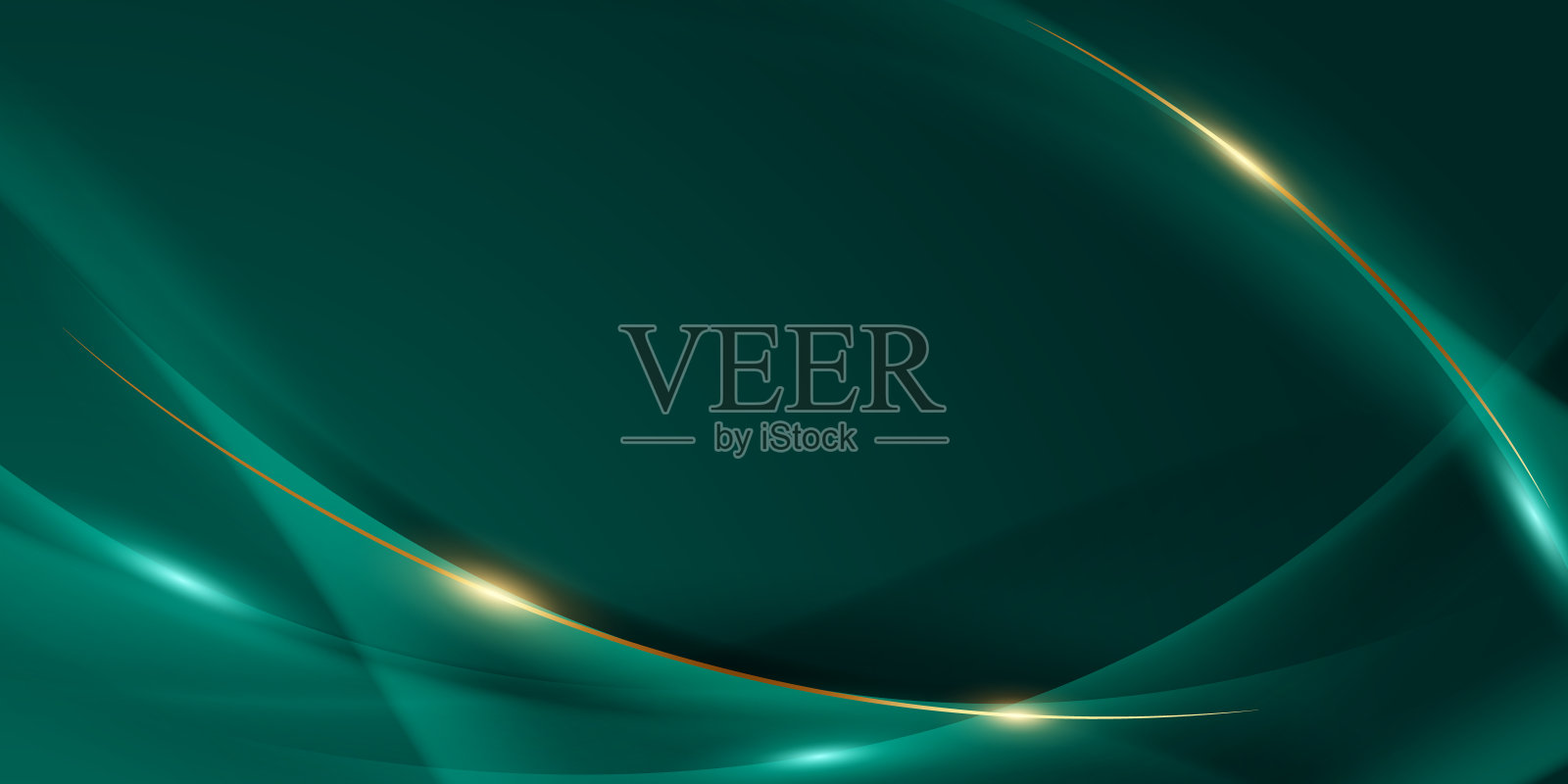 绿色抽象背景设计与优雅的金色元素矢量插图插画图片素材