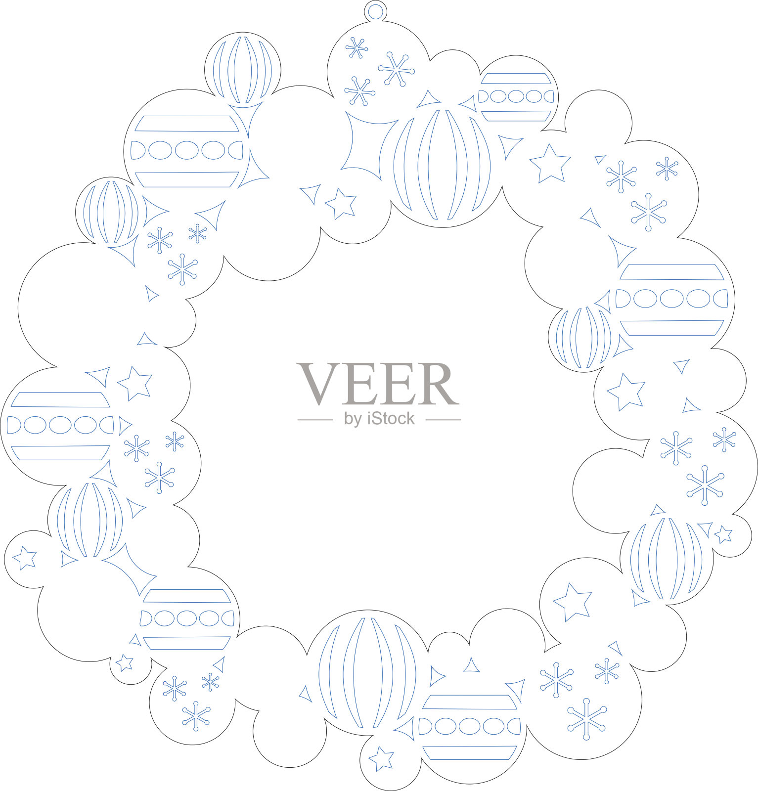 圣诞戒指装饰数字矢量文件的激光切割机。插画图片素材