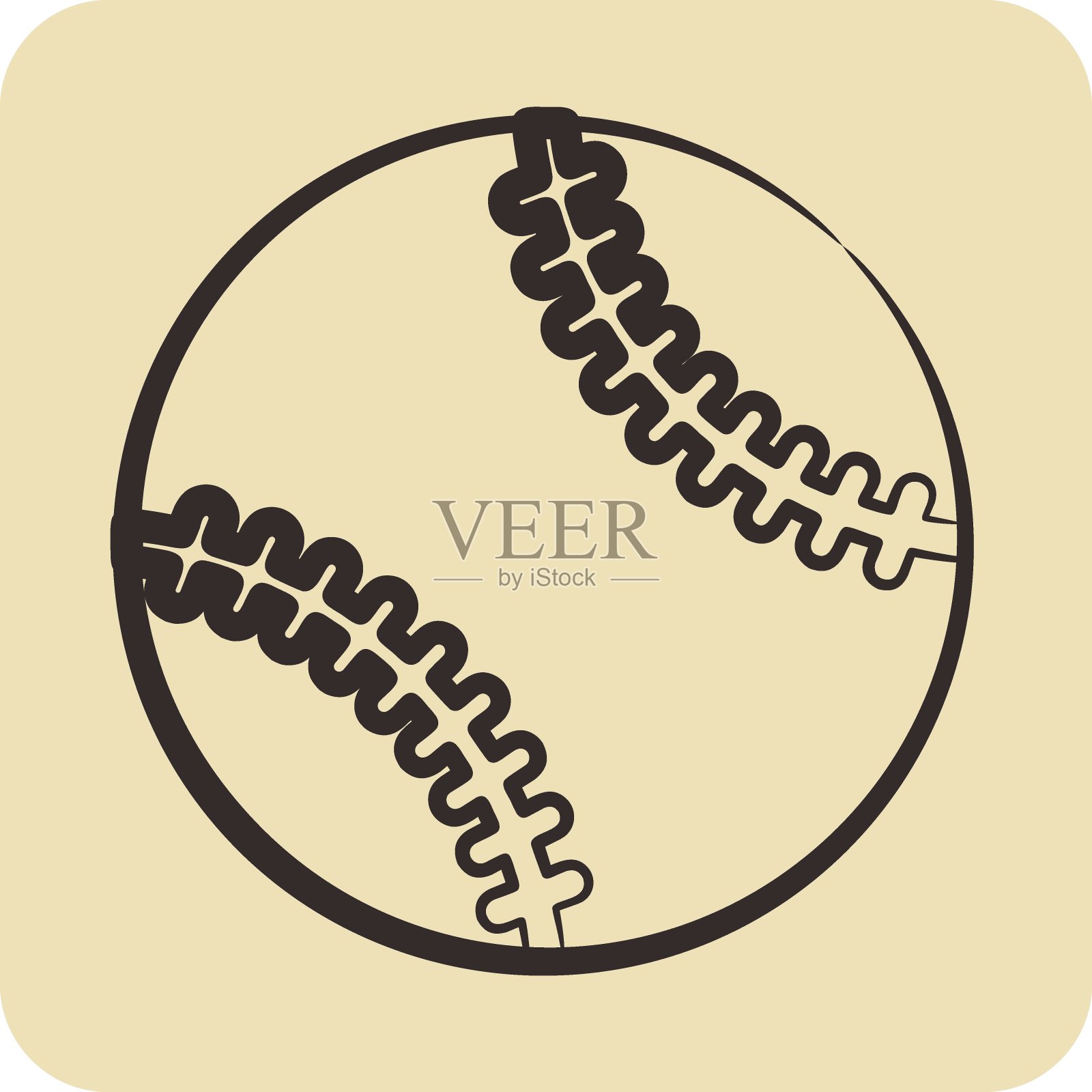 图标棒球。与运动器材有关的符号。手绘风格。简单的设计可编辑。简单的说明插画图片素材