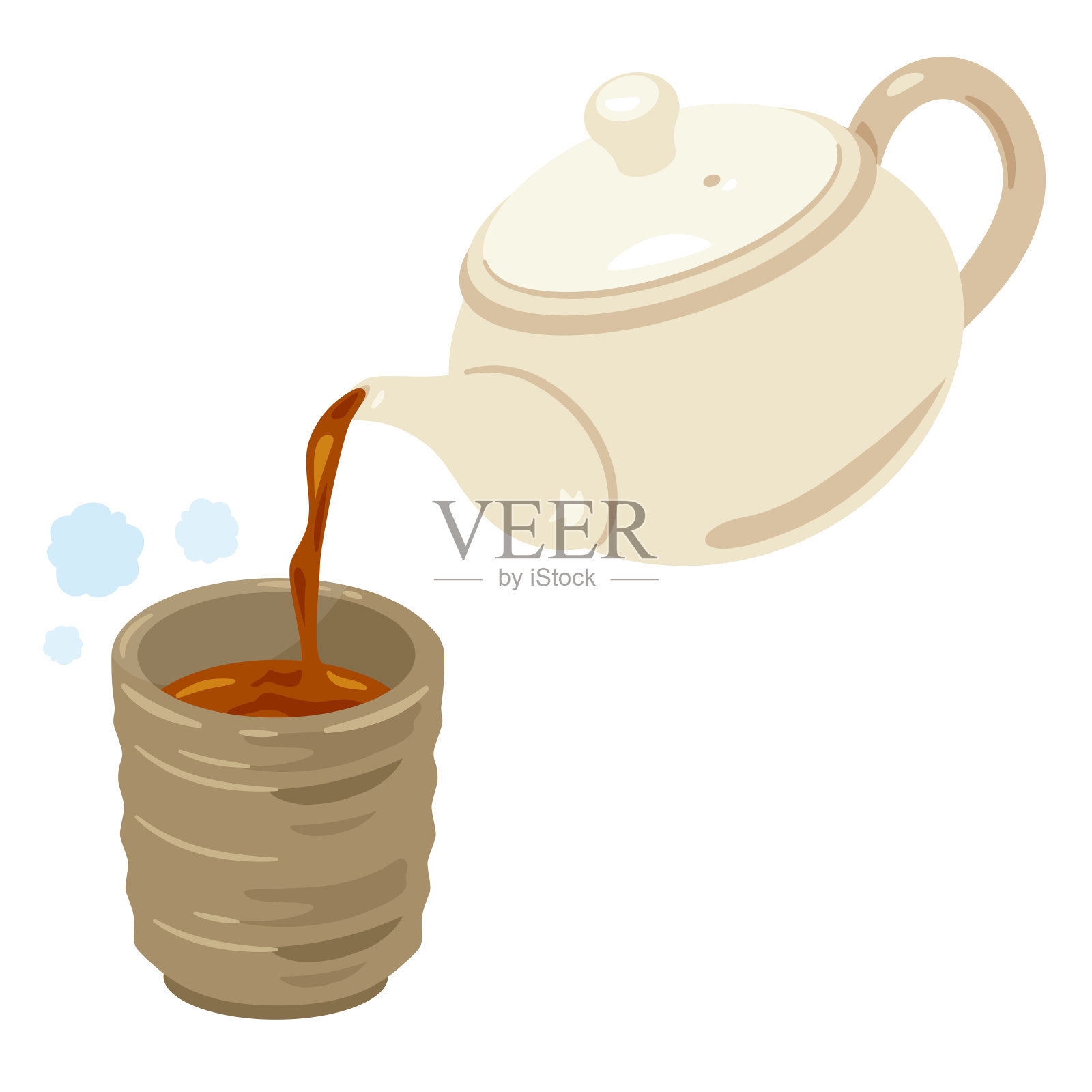 茶壶茶色插画图片素材