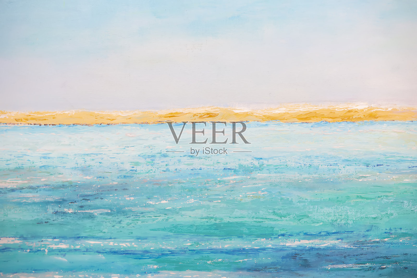 抽象油画画的海洋的沙子和天空。背景是平静宁静的大海。照片摄影图片