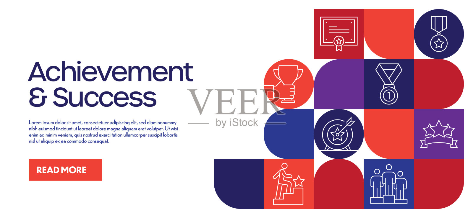 与线条图标相关的成就设计。简单轮廓符号图标。竞争，成功，胜利，胜利，奖杯插画图片素材