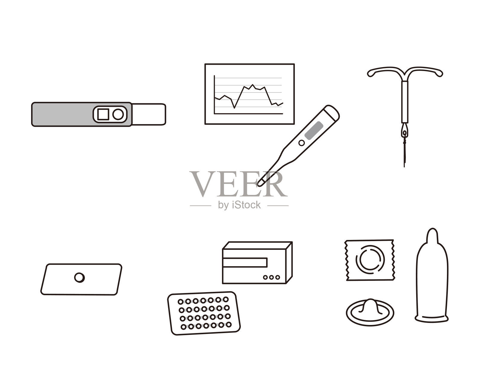 避孕集插画图片素材